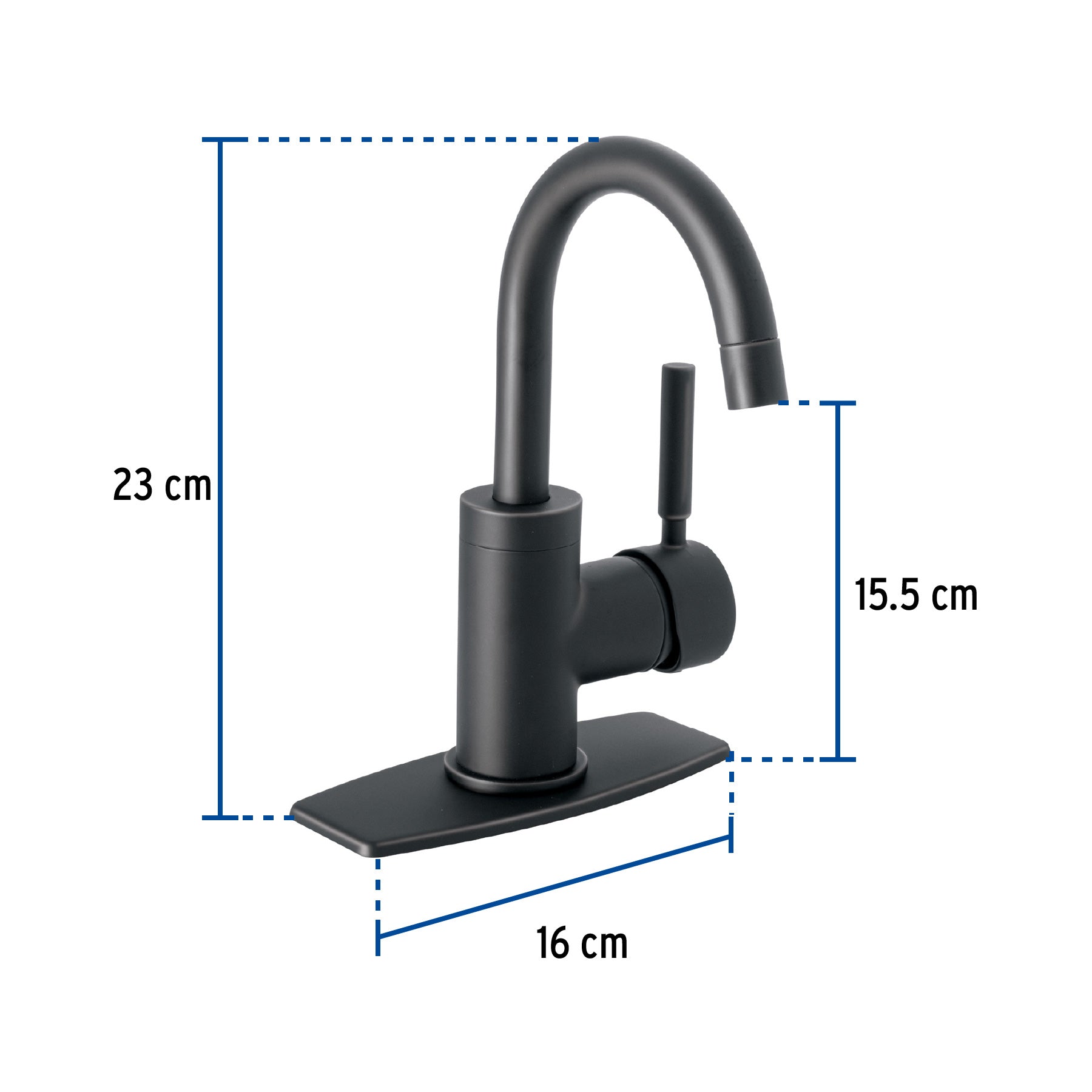 Monomando corto para lavabo, negro mate, Foset