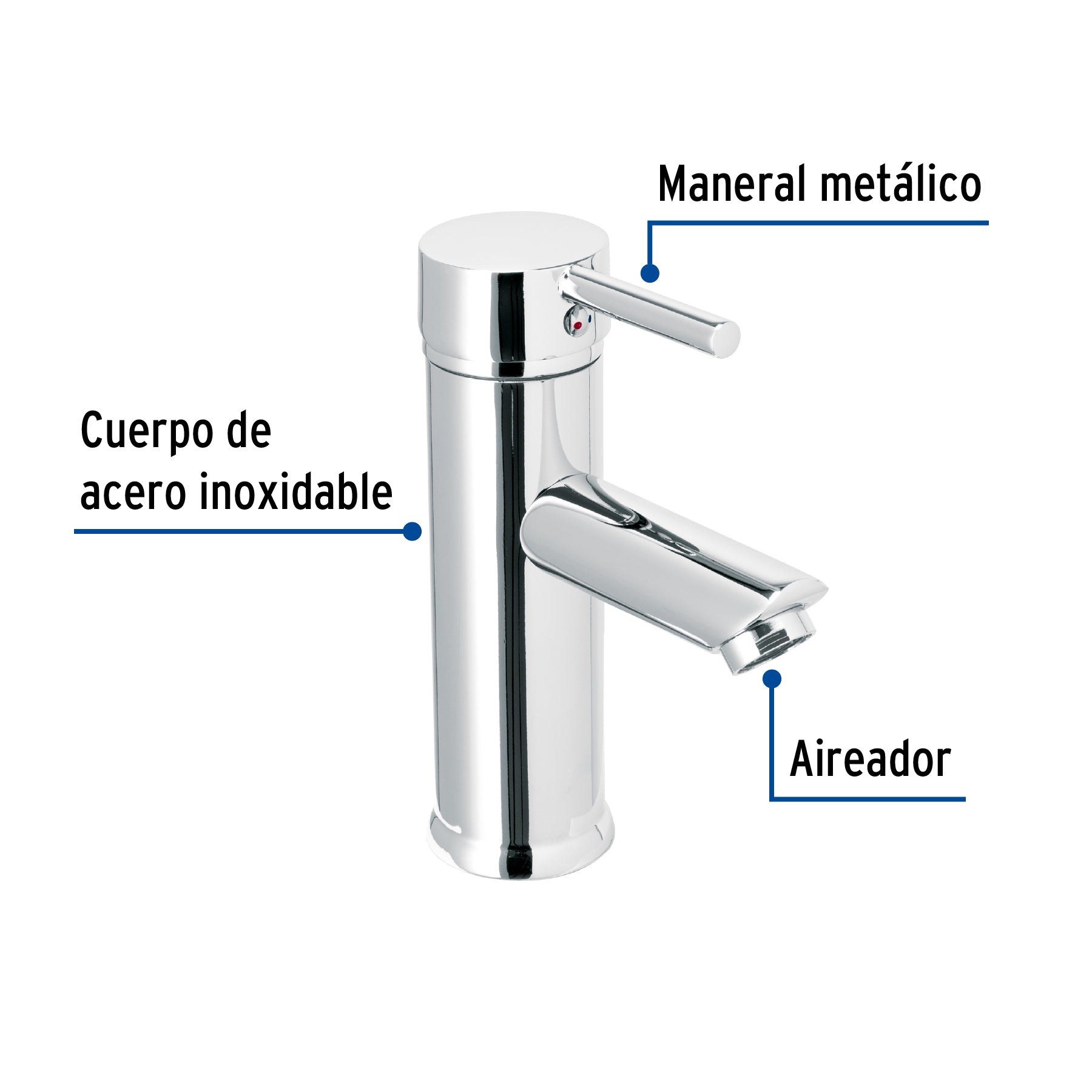 Monomando corto cromo para lavabo, Foset Tubig