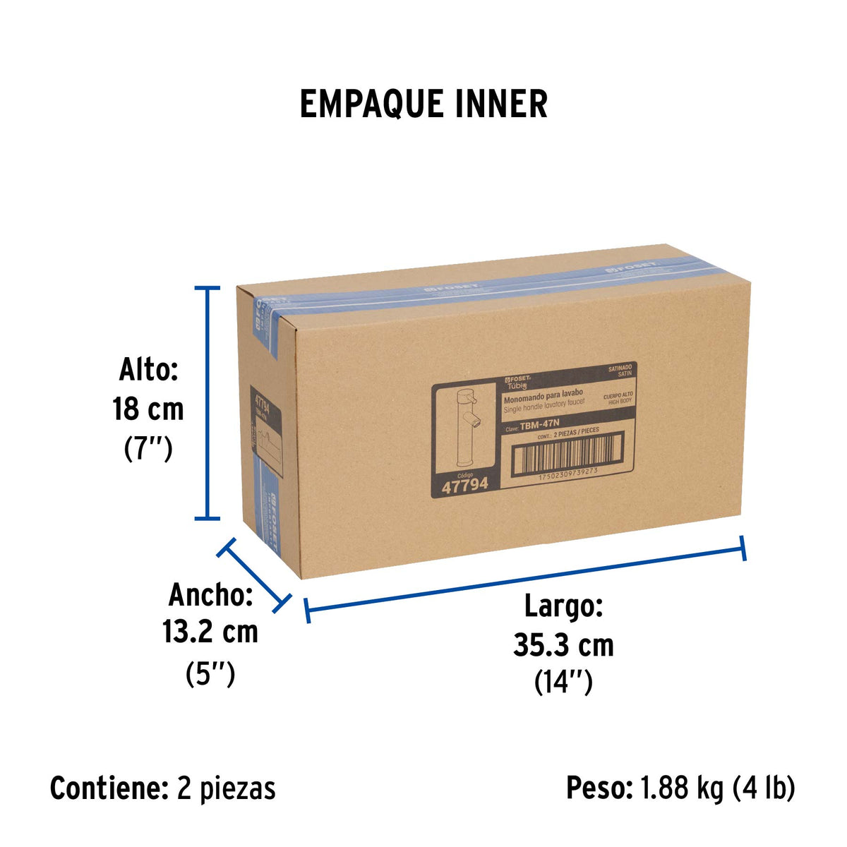 Monomando alto satín para lavabo, Foset Tubig