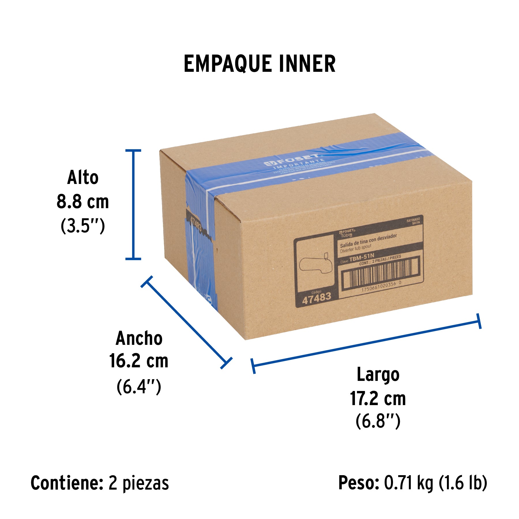 Salida de tina con desviador, satín, Foset Túbig