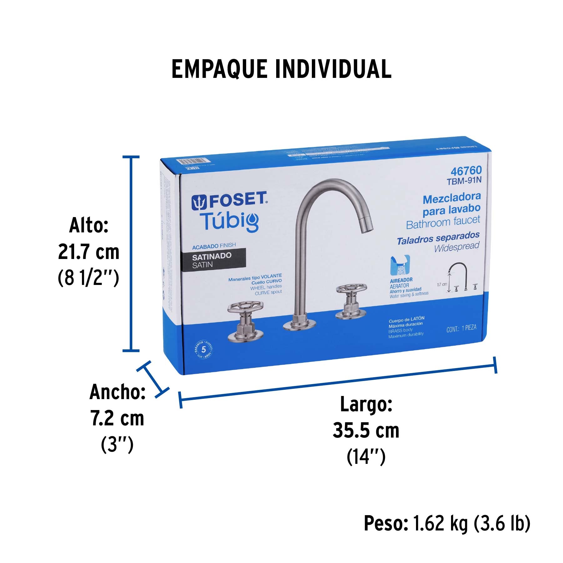 Mezcladora p/lavabo,taladros separados,redondos,satín,Tubig