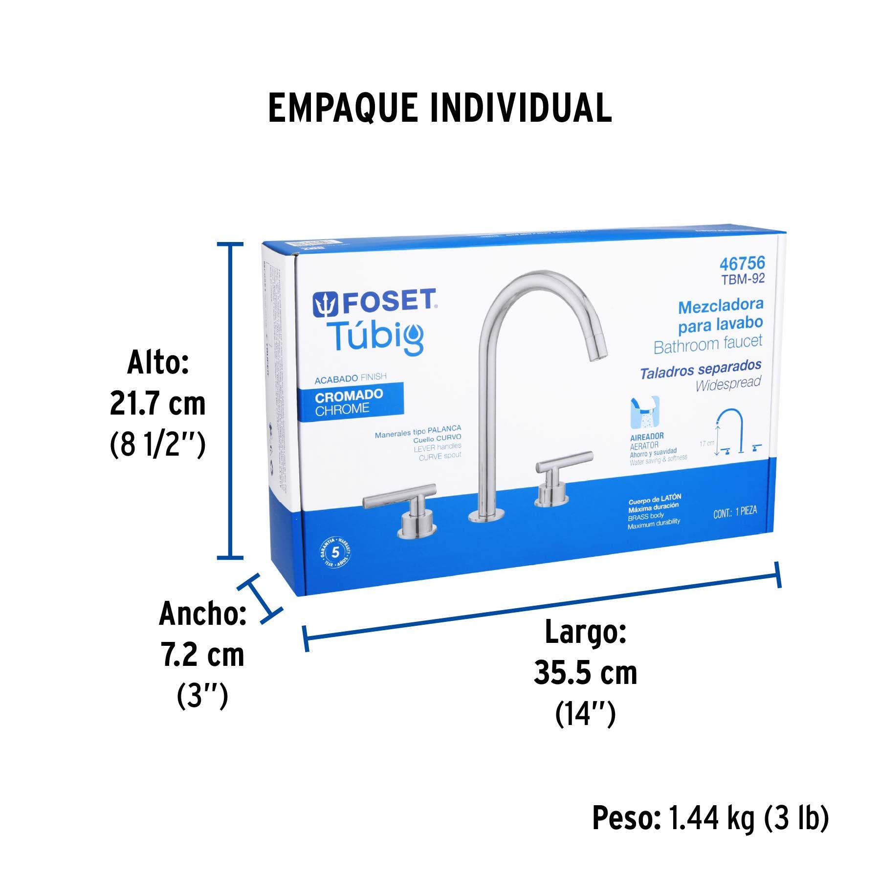 Mezcladora p/lavabo,taladros separados,palanca,cromo,Tubig