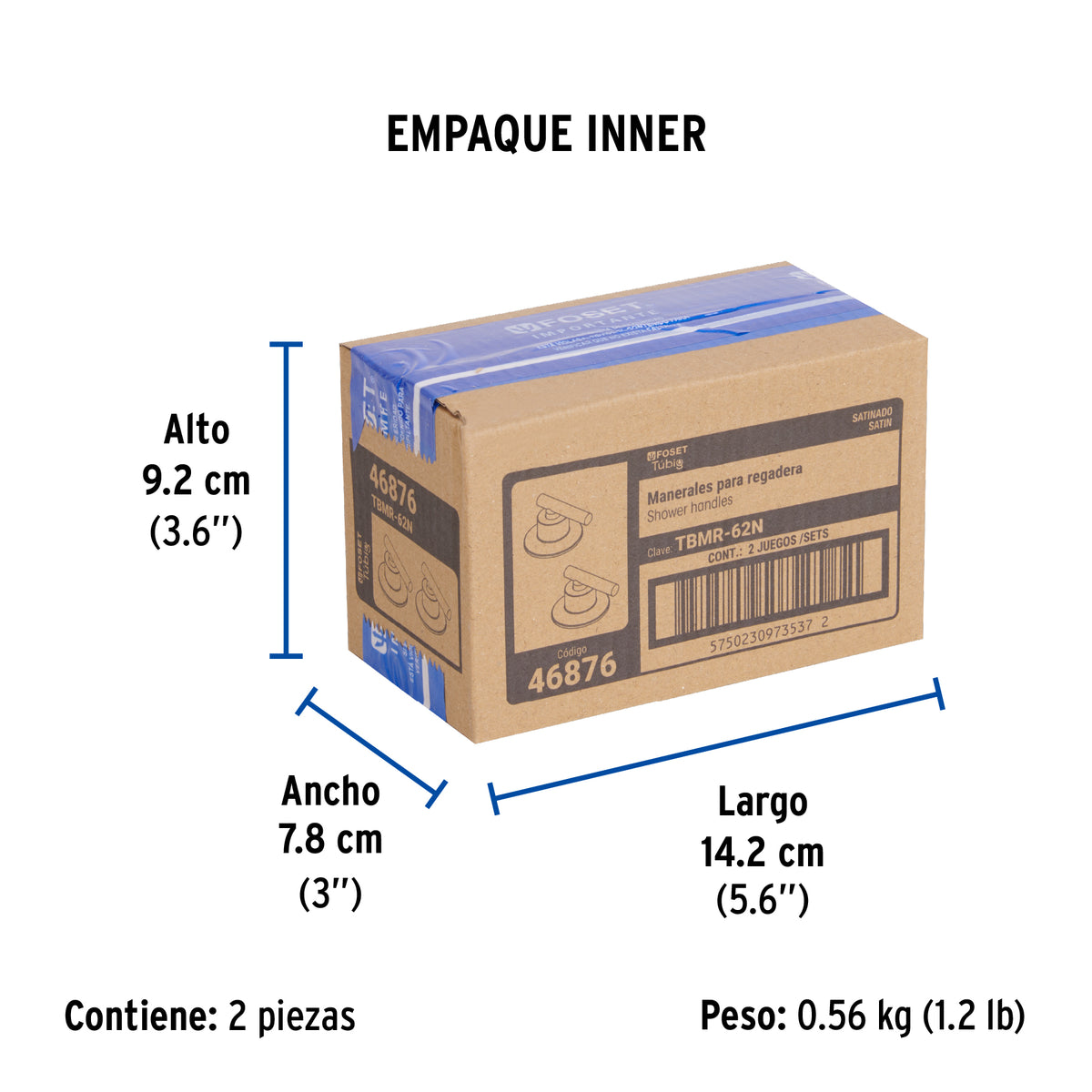 Juego de 2 manerales para regadera, palanca, satín, Tubig