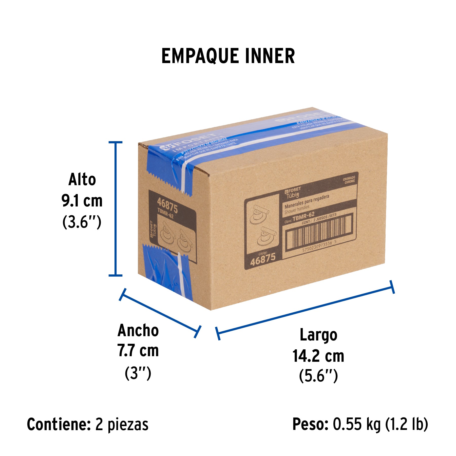 Juego de 2 manerales para regadera, palanca, cromo, Tubig