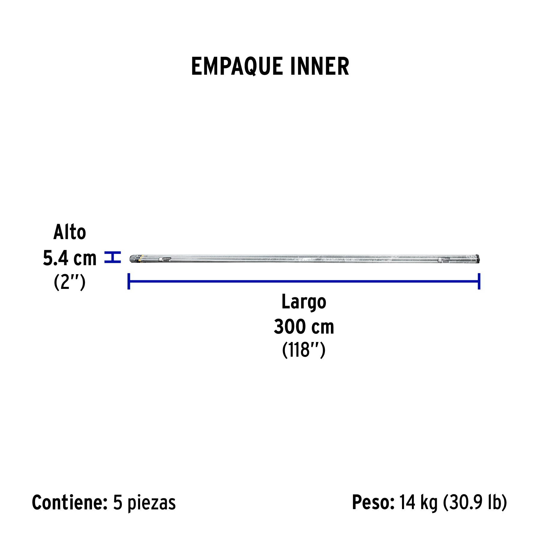 Tubo Conduit 3/4' galvanizado 3 m pared gruesa, et. Amarilla