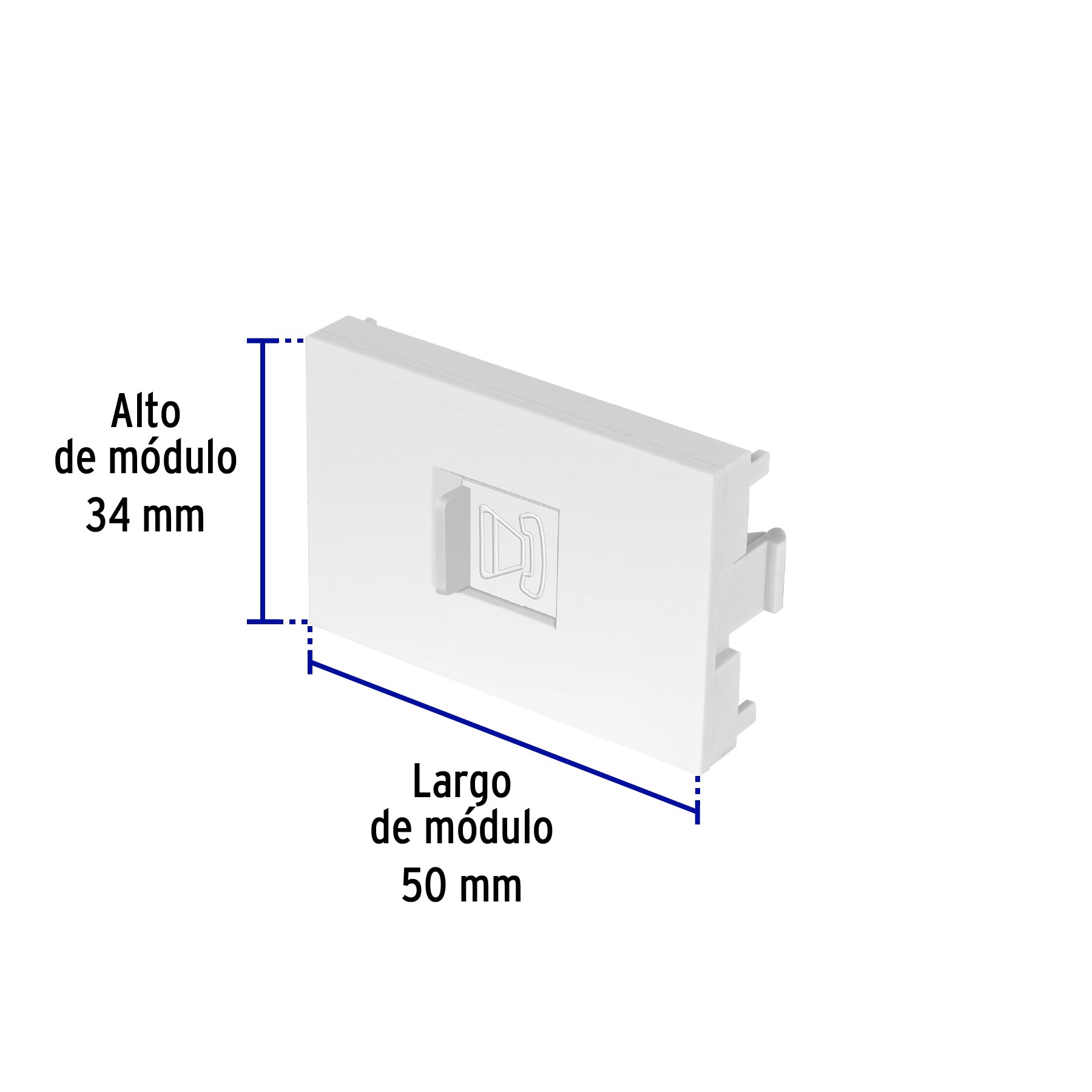Toma de teléfono blanco de 1.5 módulos, línea Lisboa