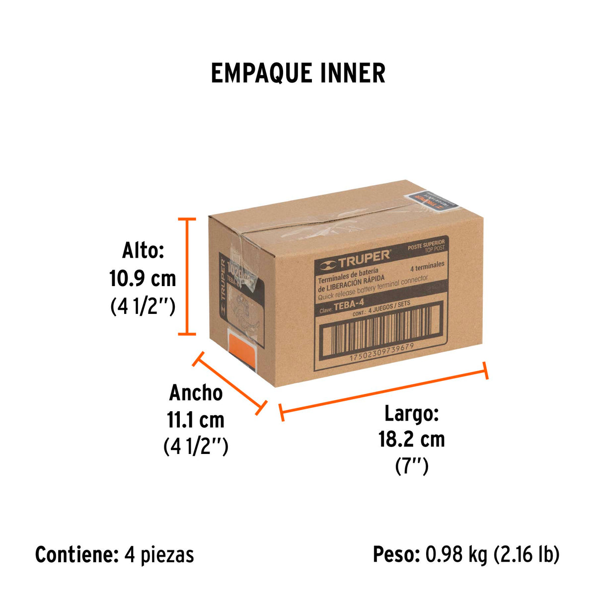 Blíster 2 terminales para batería desconexión rápida, Truper