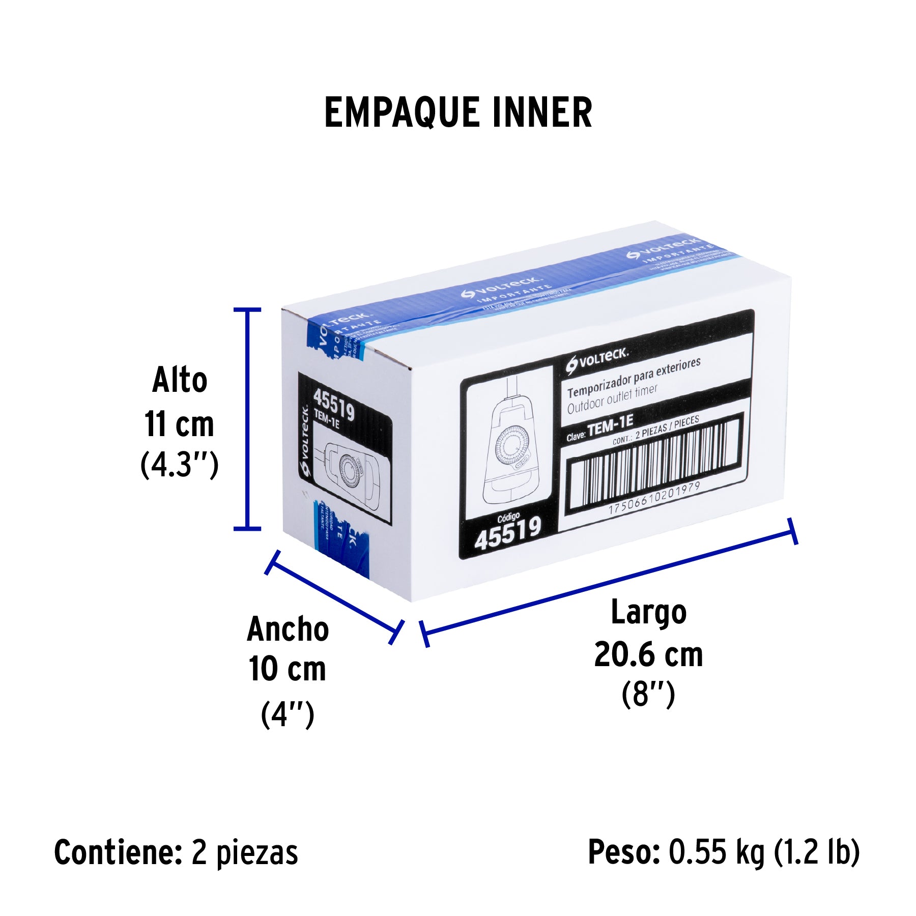 Temporizador analógico para uso en exteriores, Volteck