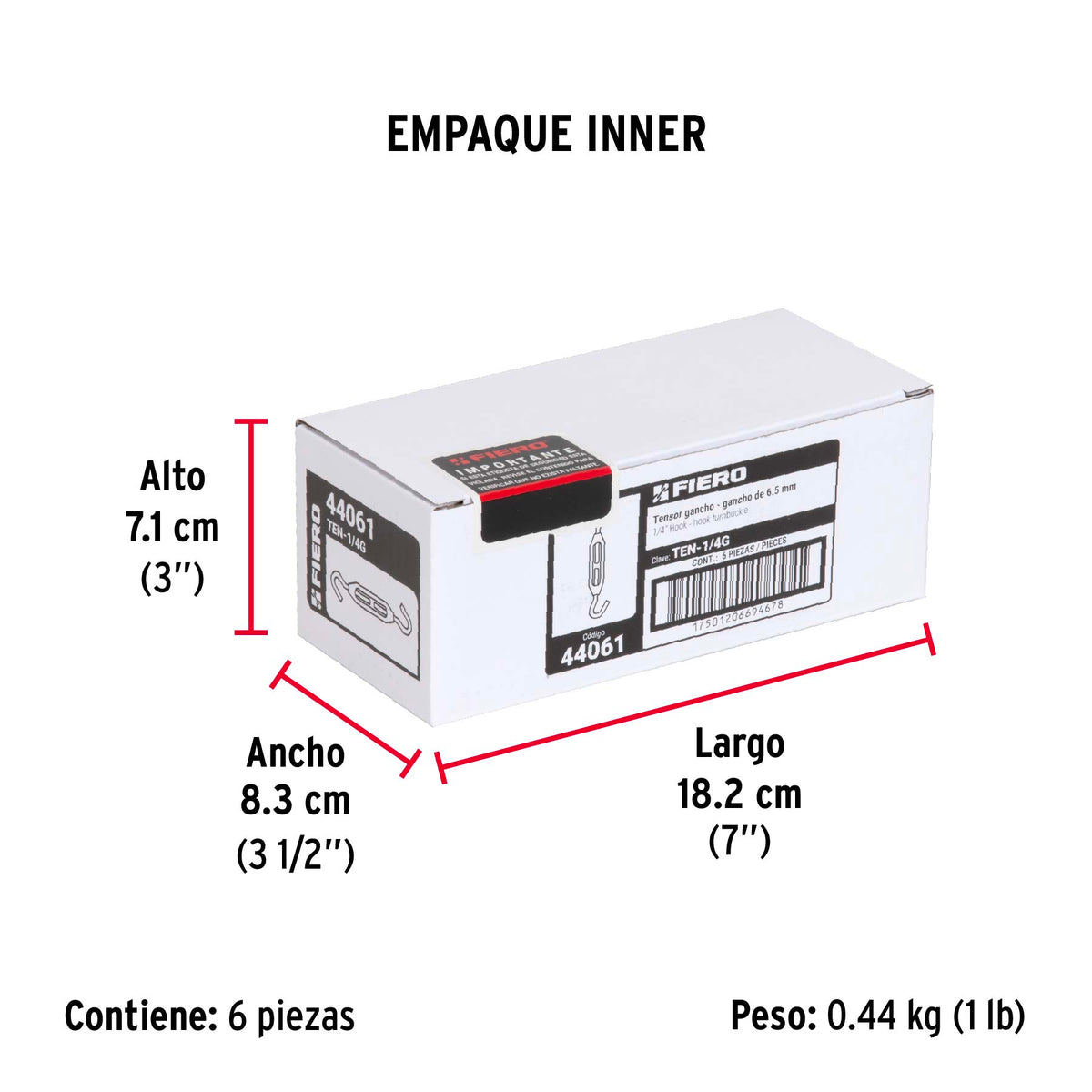 Tensor zinc, 1/4", gancho-gancho