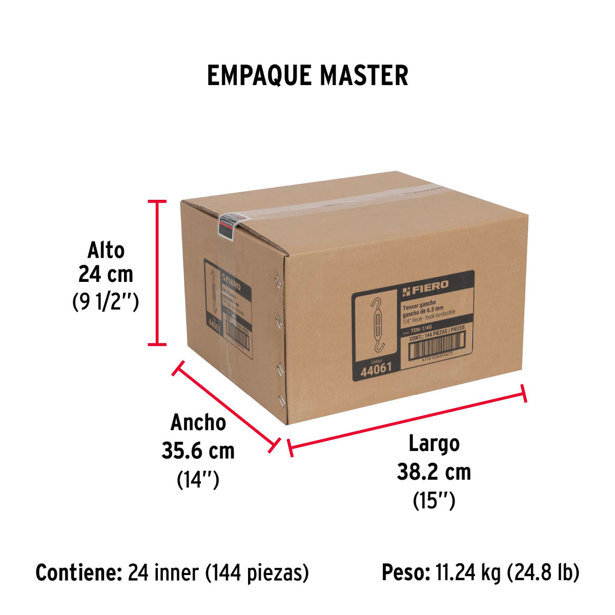 Tensor zinc, 1/4", gancho-gancho
