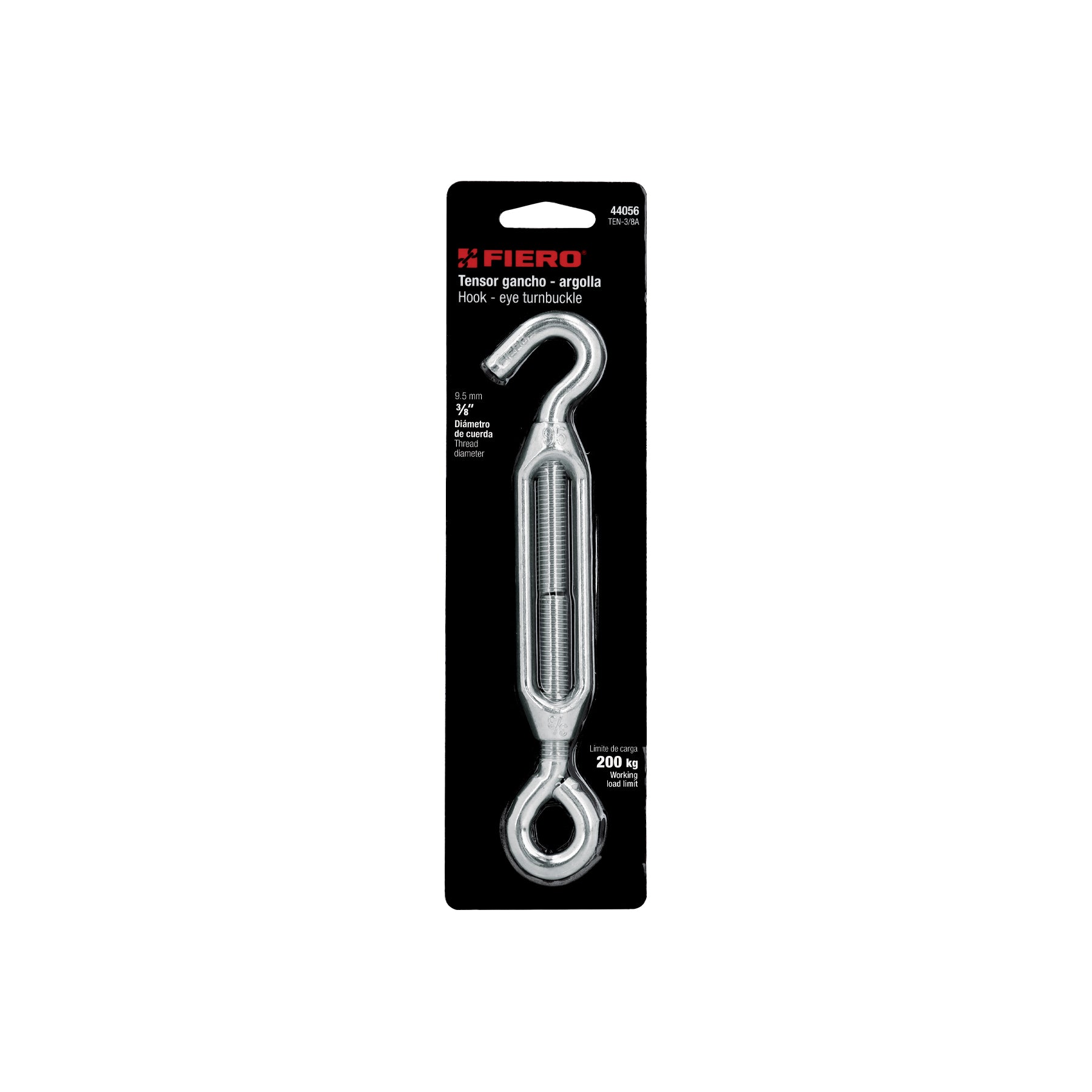Tensor zinc, 3/8", gancho-argolla