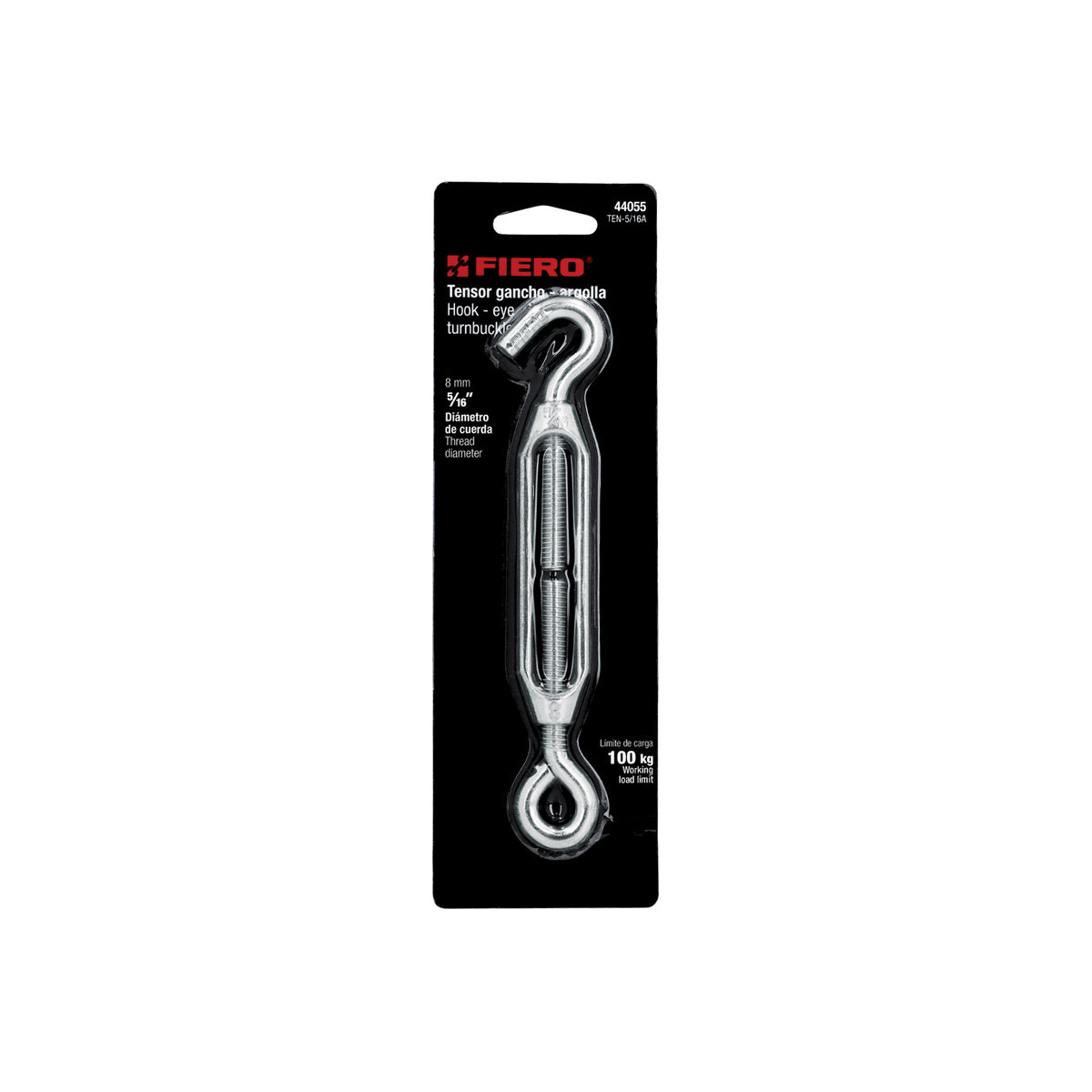 Tensor zinc, 5/16", gancho-argolla