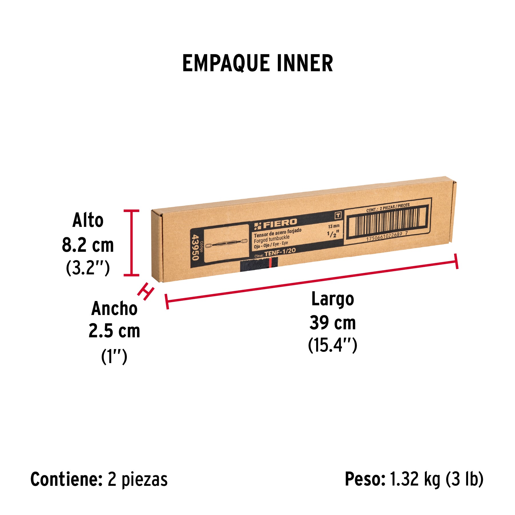 Tensor forjado 1/2' ojo - ojo, galvanizado, FIERO