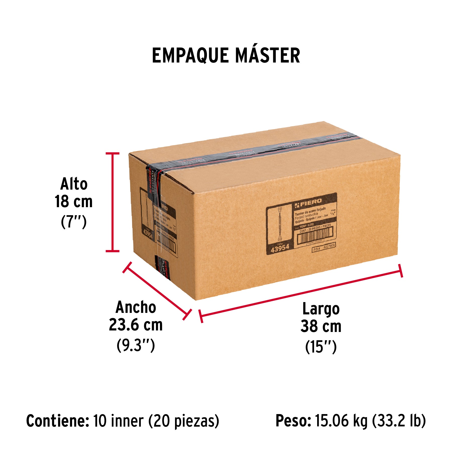 Tensor forjado 1/2' quijada - quijada, galvanizado, FIERO