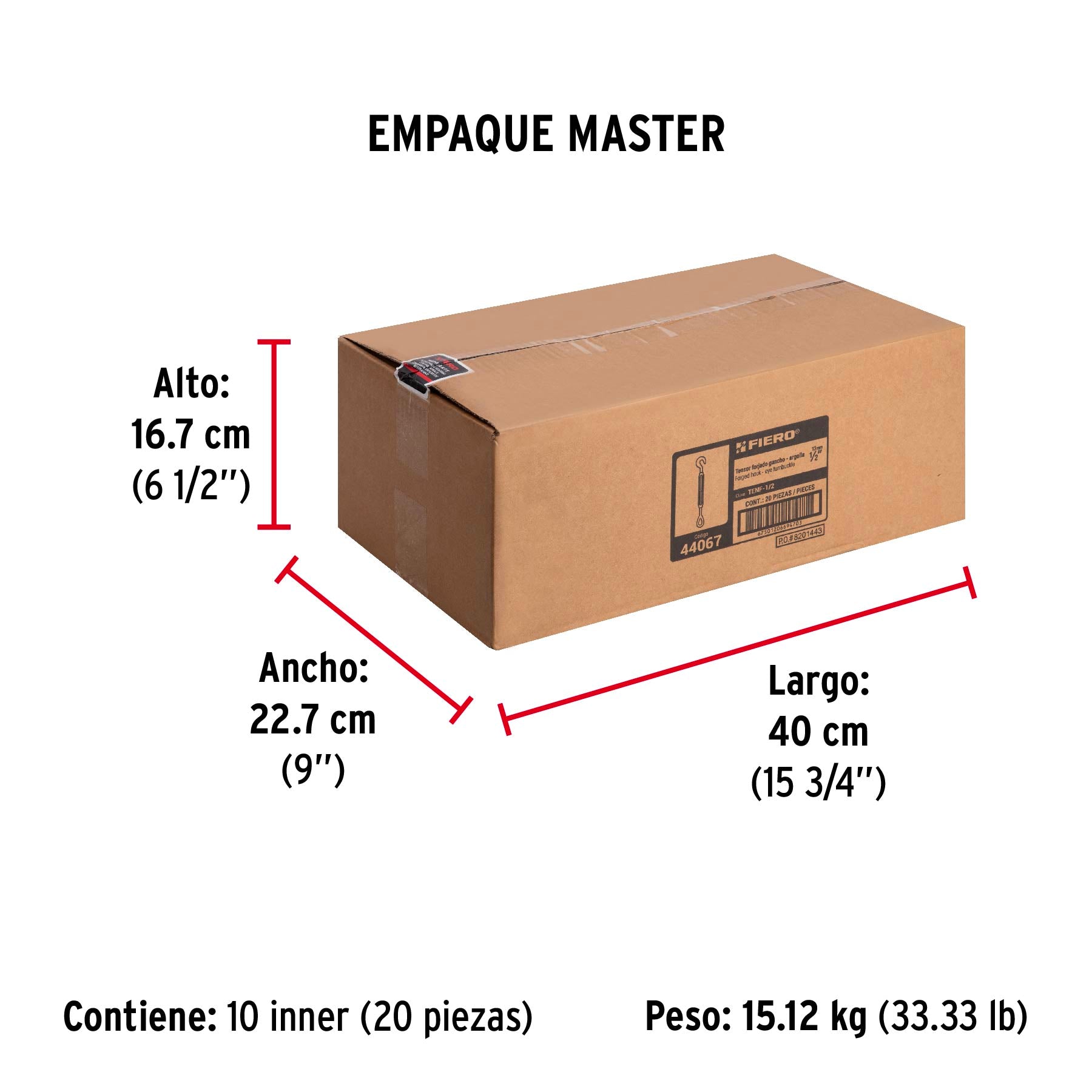 Tensor forjado,1/2",gancho-argolla