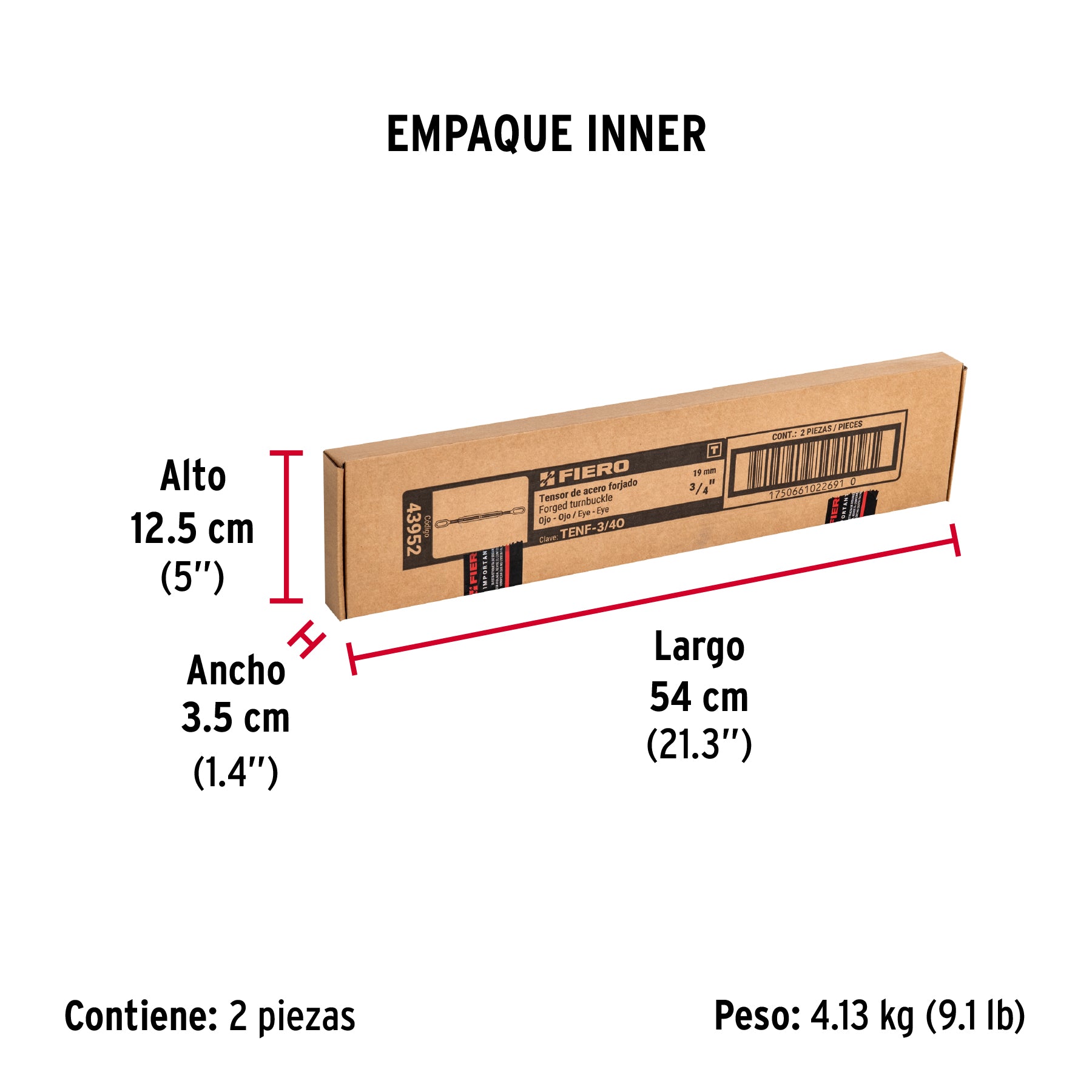 Tensor forjado 3/4' ojo - ojo, galvanizado, FIERO