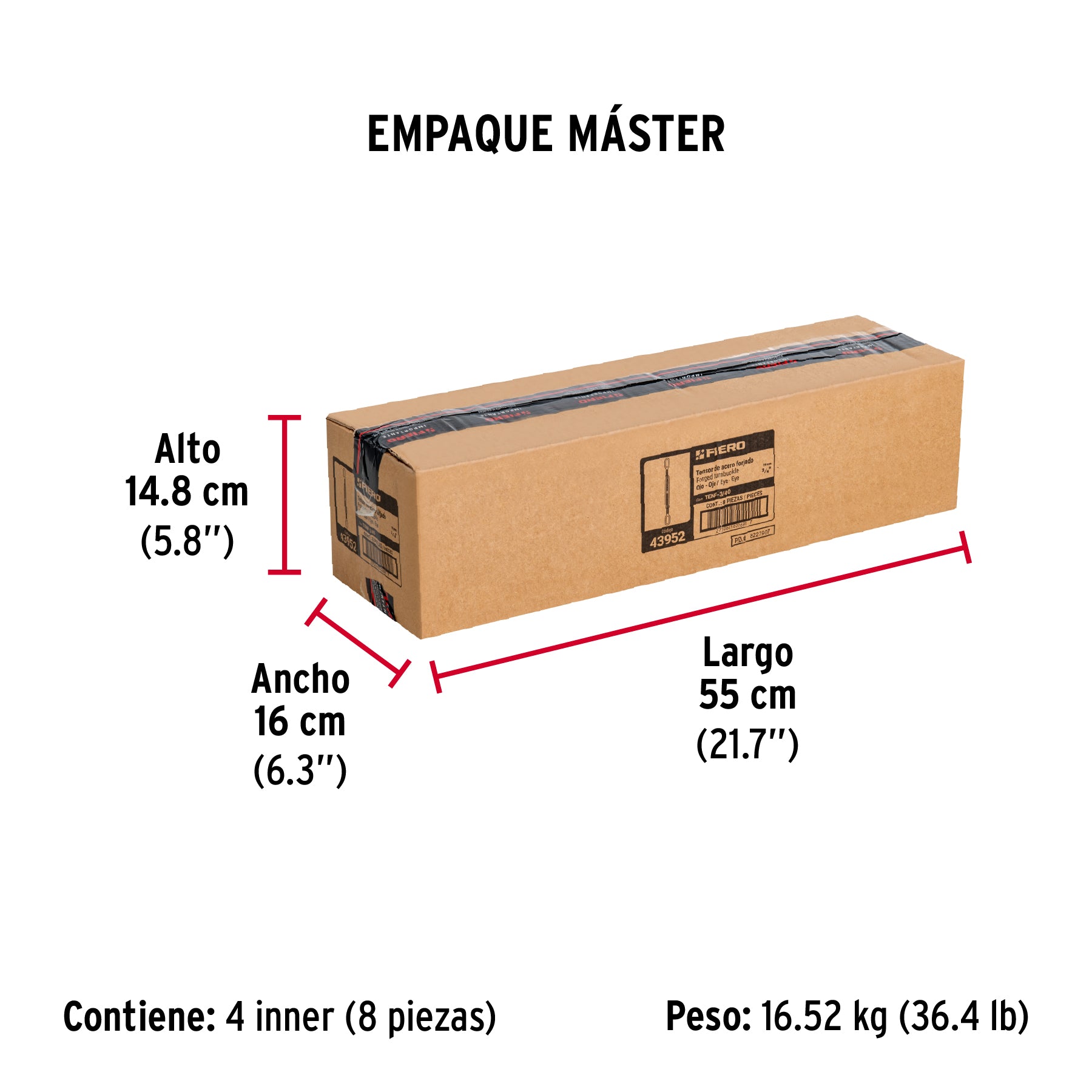Tensor forjado 3/4' ojo - ojo, galvanizado, FIERO