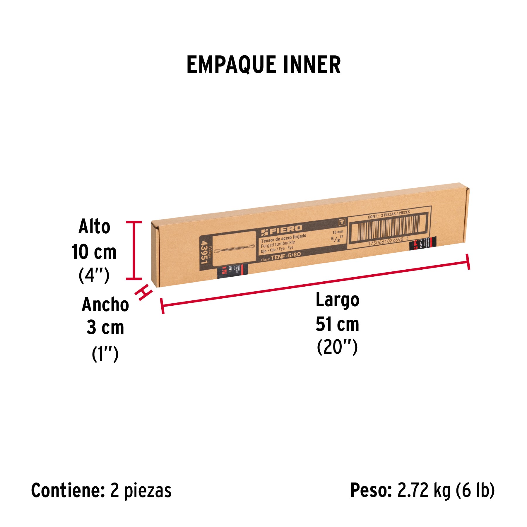 Tensor forjado 5/8' ojo - ojo, galvanizado, FIERO