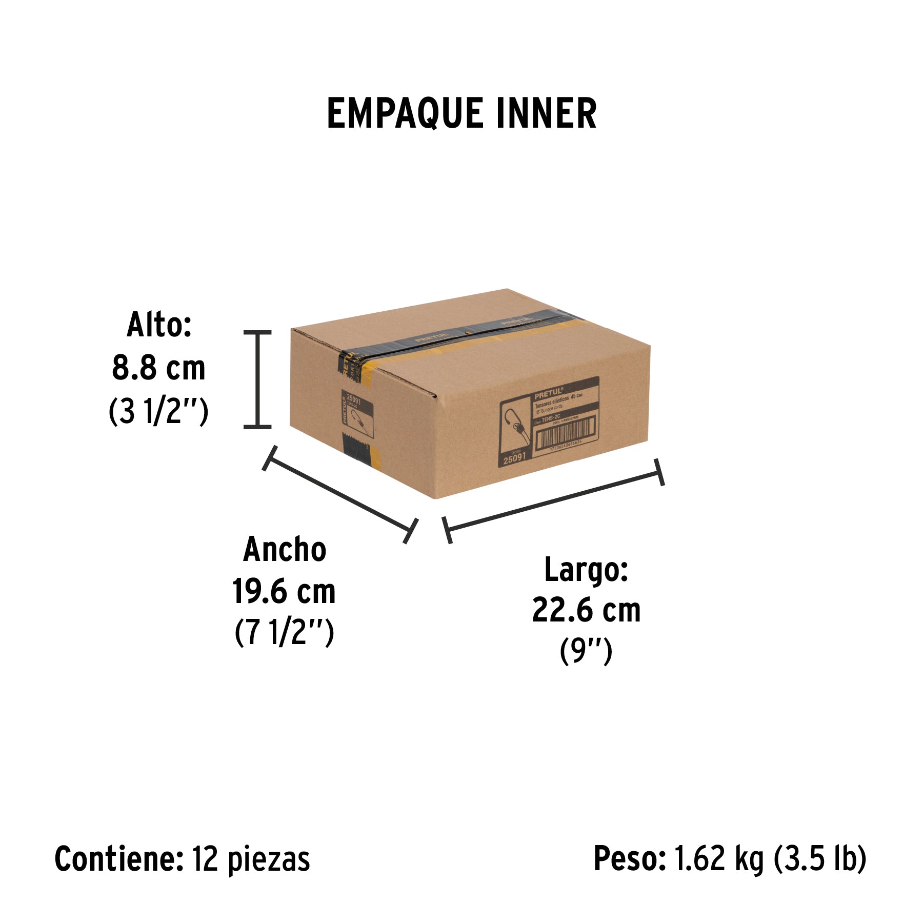 Tensores elásticos 45cm, 2 piezas,Pretul