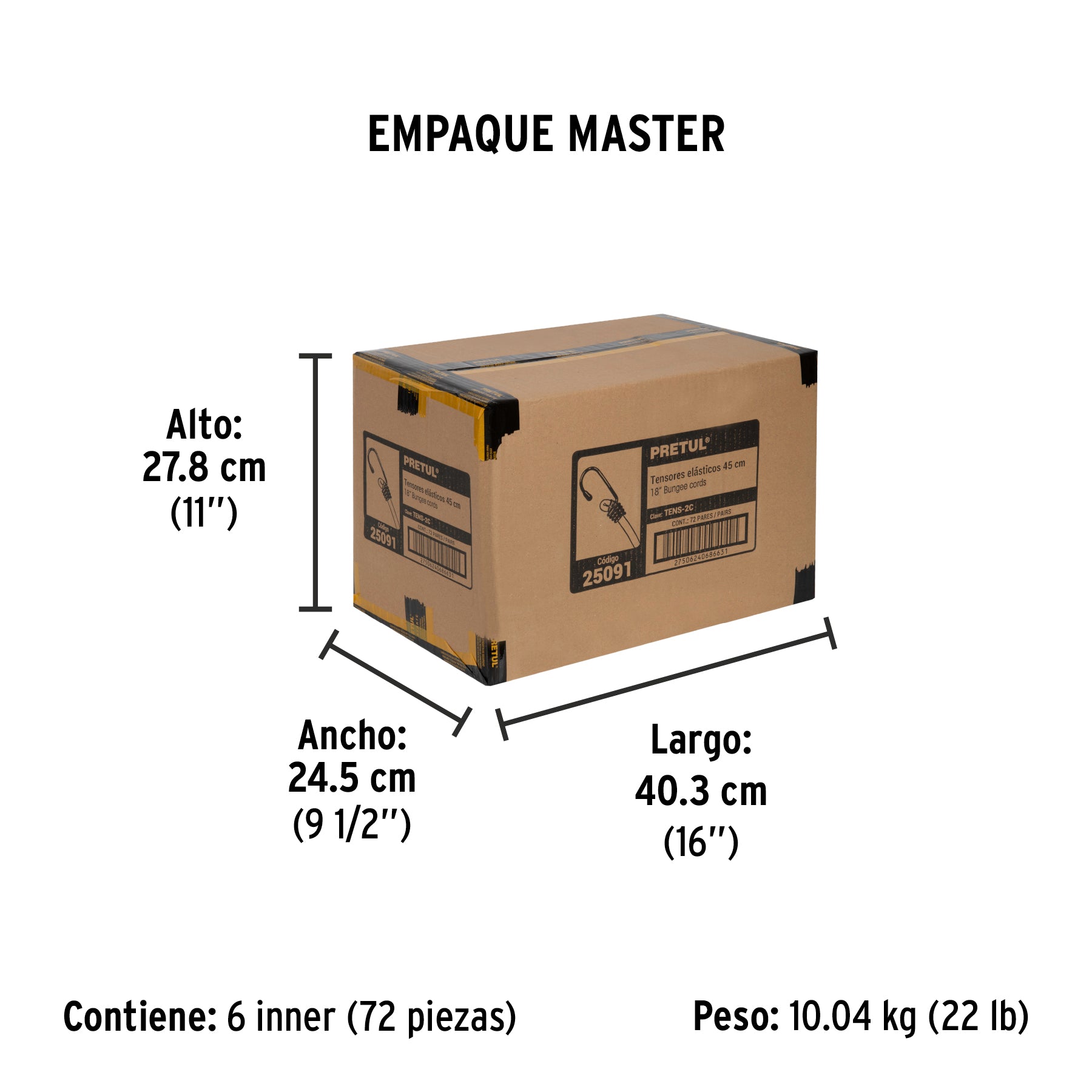 Tensores elásticos 45cm, 2 piezas,Pretul