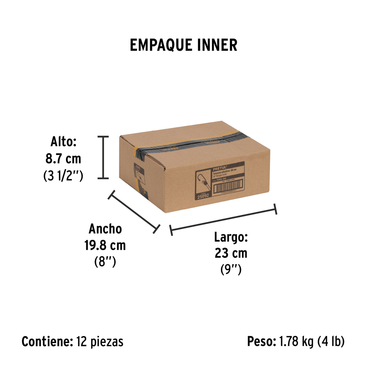 Tensores elásticos 60cm, 2 Piezas,Pretul