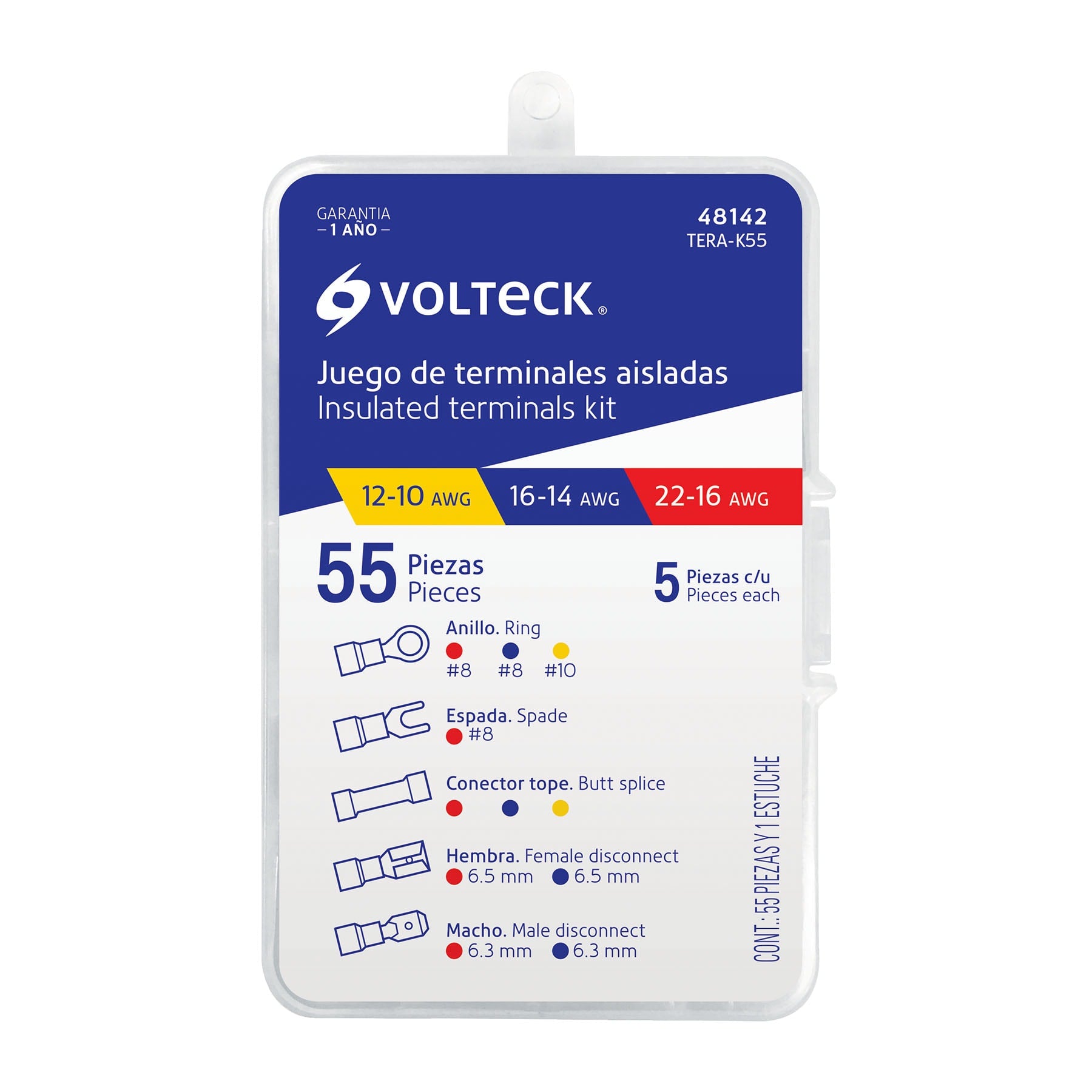 Terminales aisladas para cable, kit con 55 piezas