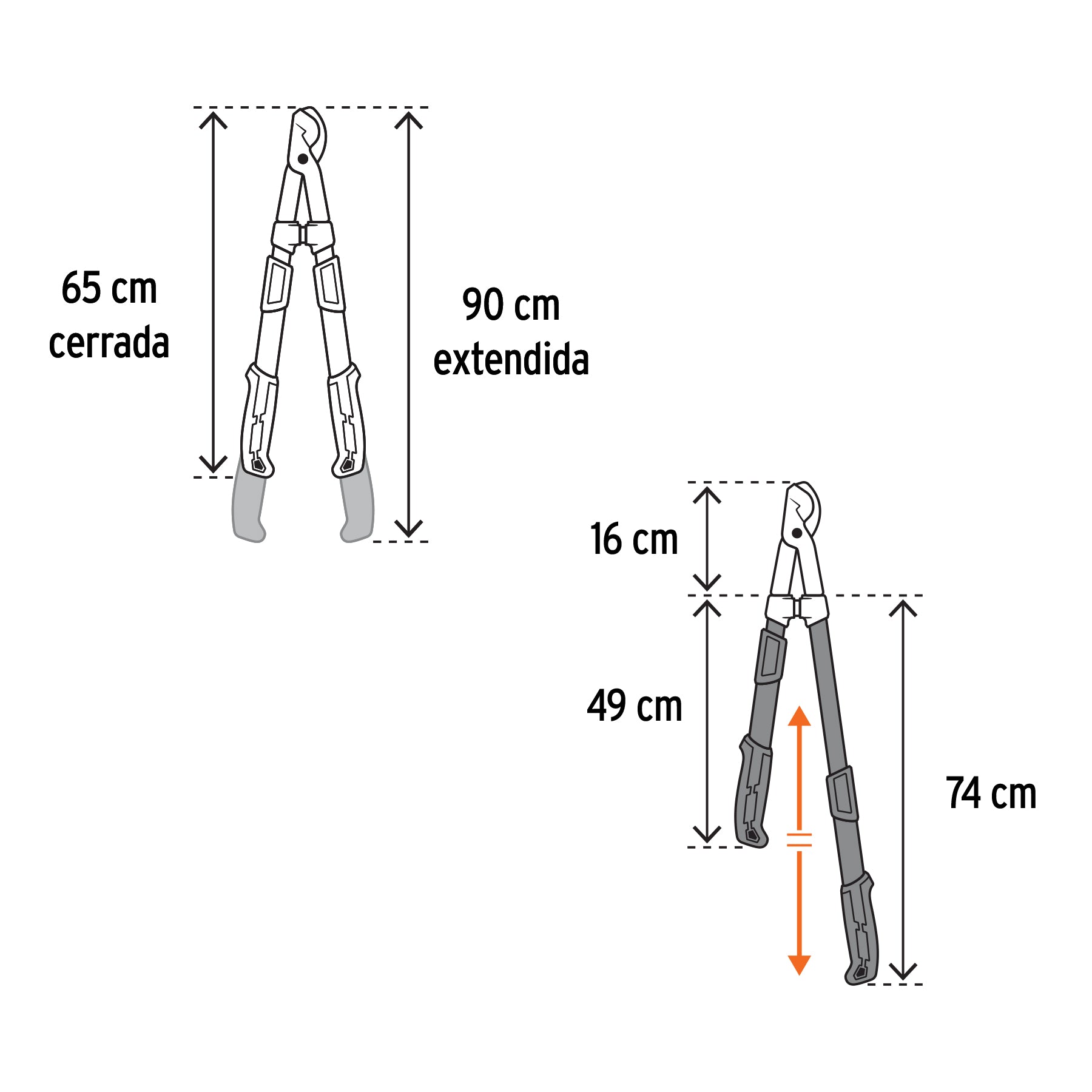 Tijera para ramas altas, mangos extensibles, TRUPER