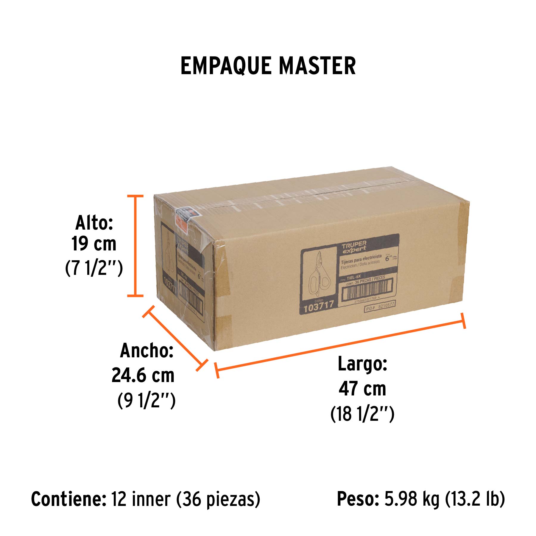 Tijera para electricista, 6', acero inox, oxido negro, EXPER