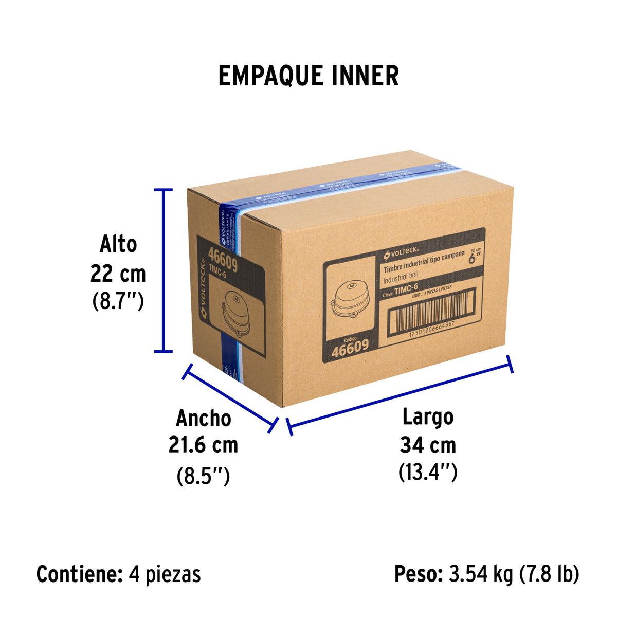 Timbre tipo campana, 6", Volteck