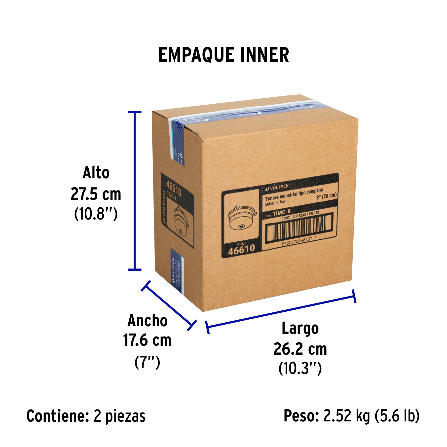 Timbre tipo campana, 8", Volteck