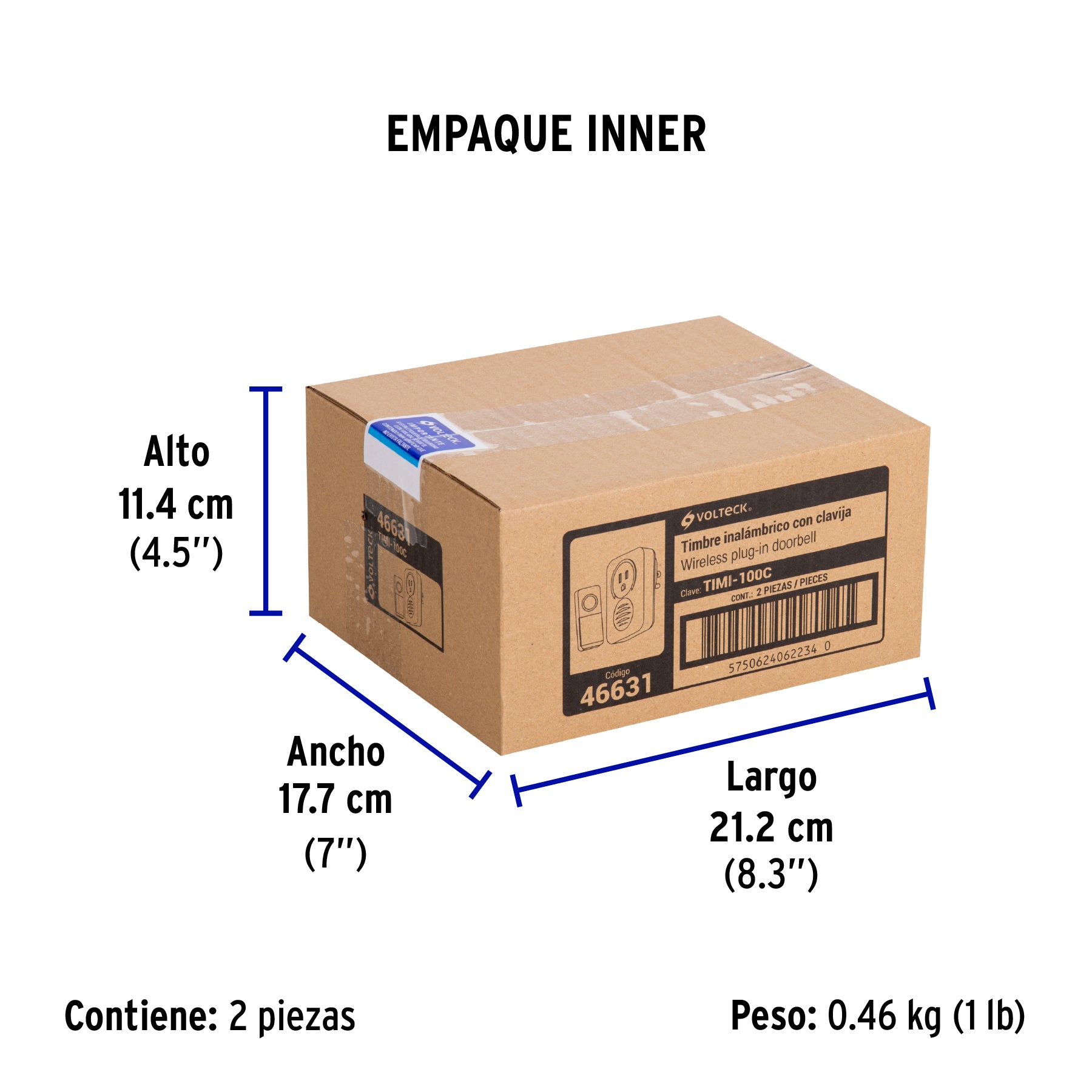 Timbre inalámbrico con clavija, alcance de 50 m.