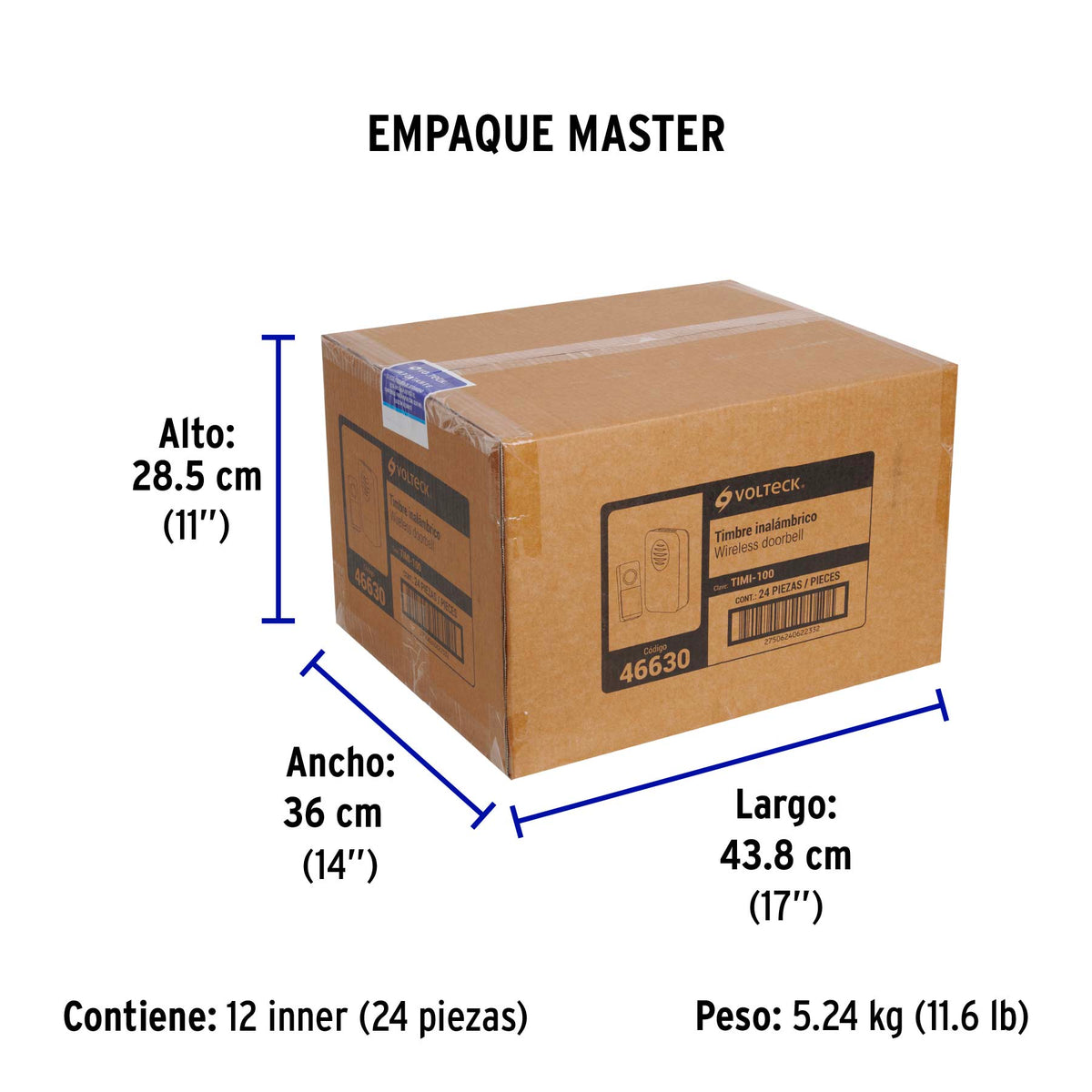 Timbre inalámbrico, 1 control, alcance de 50 m.