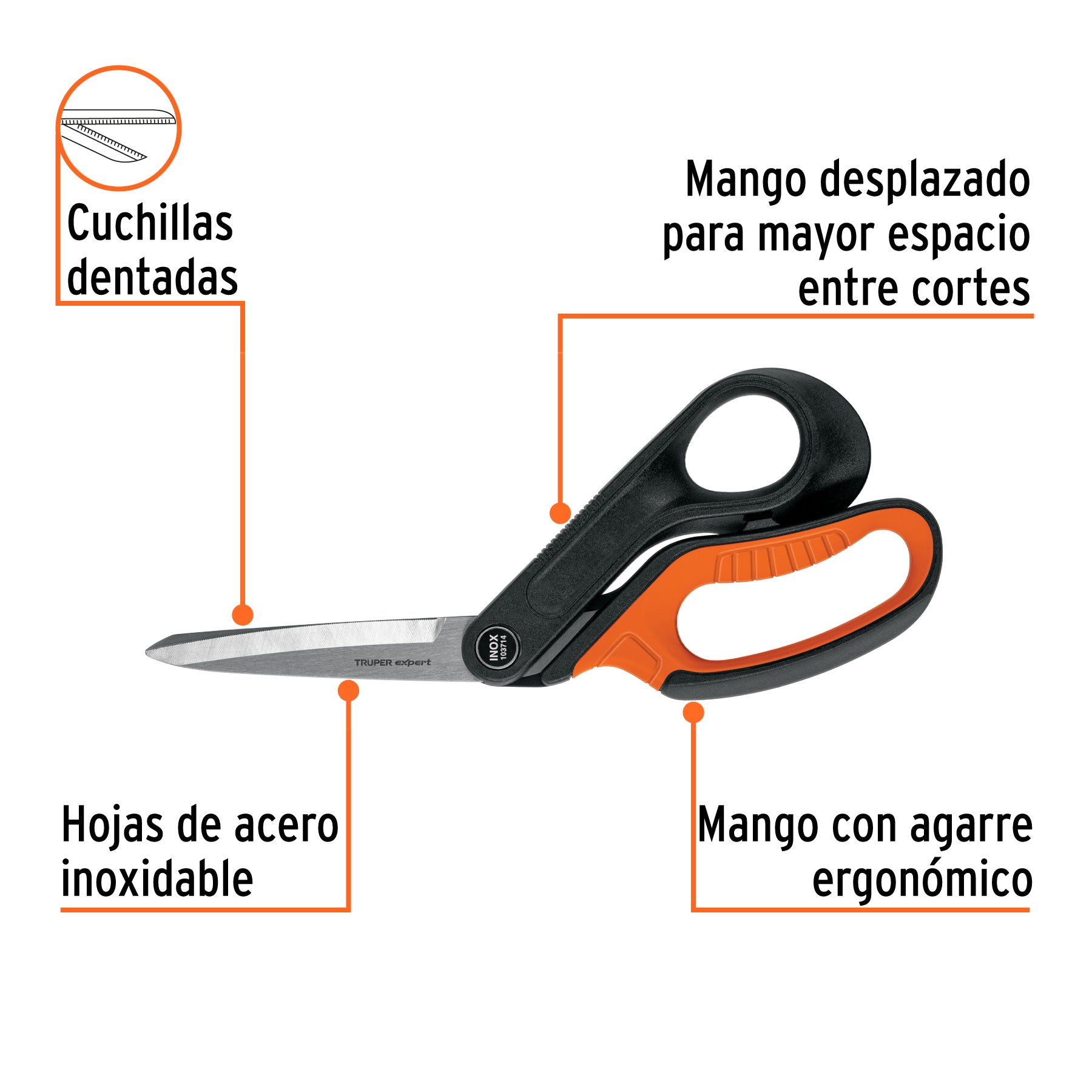 Tijera 10' multiusos de acero inox, profesional, EXPERT
