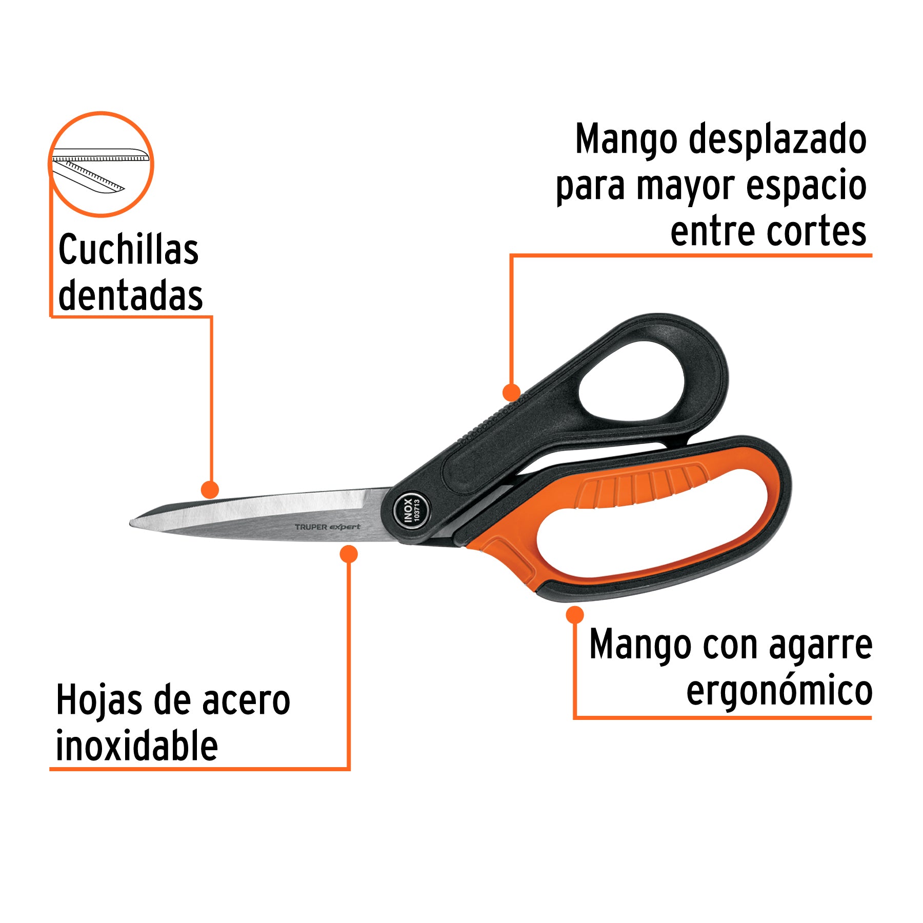 Tijera 8' multiusos de acero inox, profesional, EXPERT