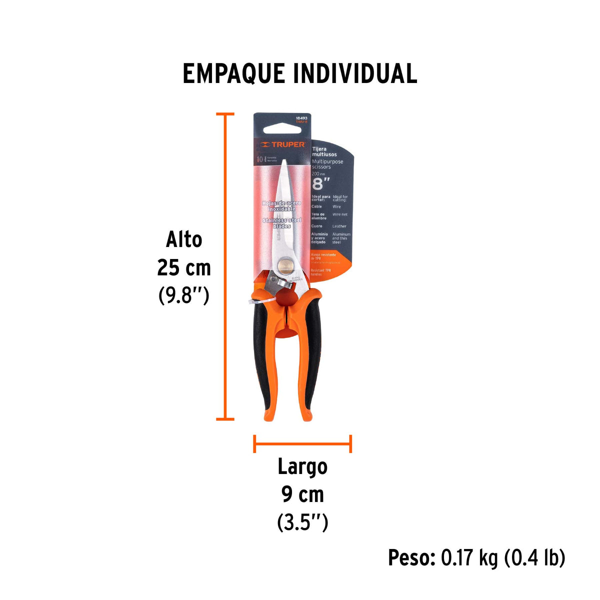 Tijera multiusos 8" de acero inoxidable