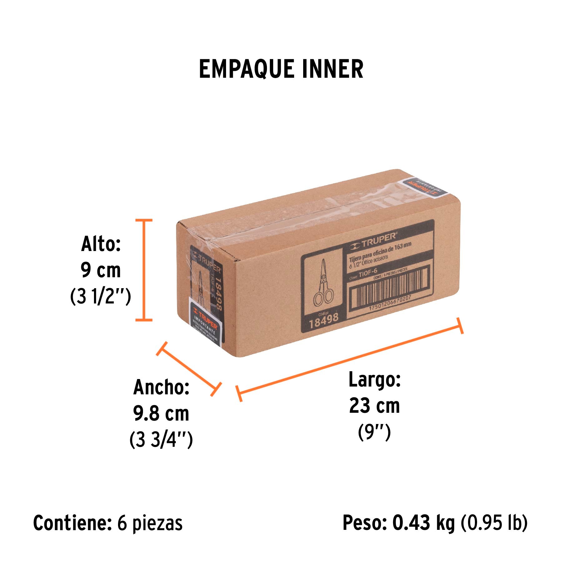Tijera para oficina 6-1/2", de acero inoxidable