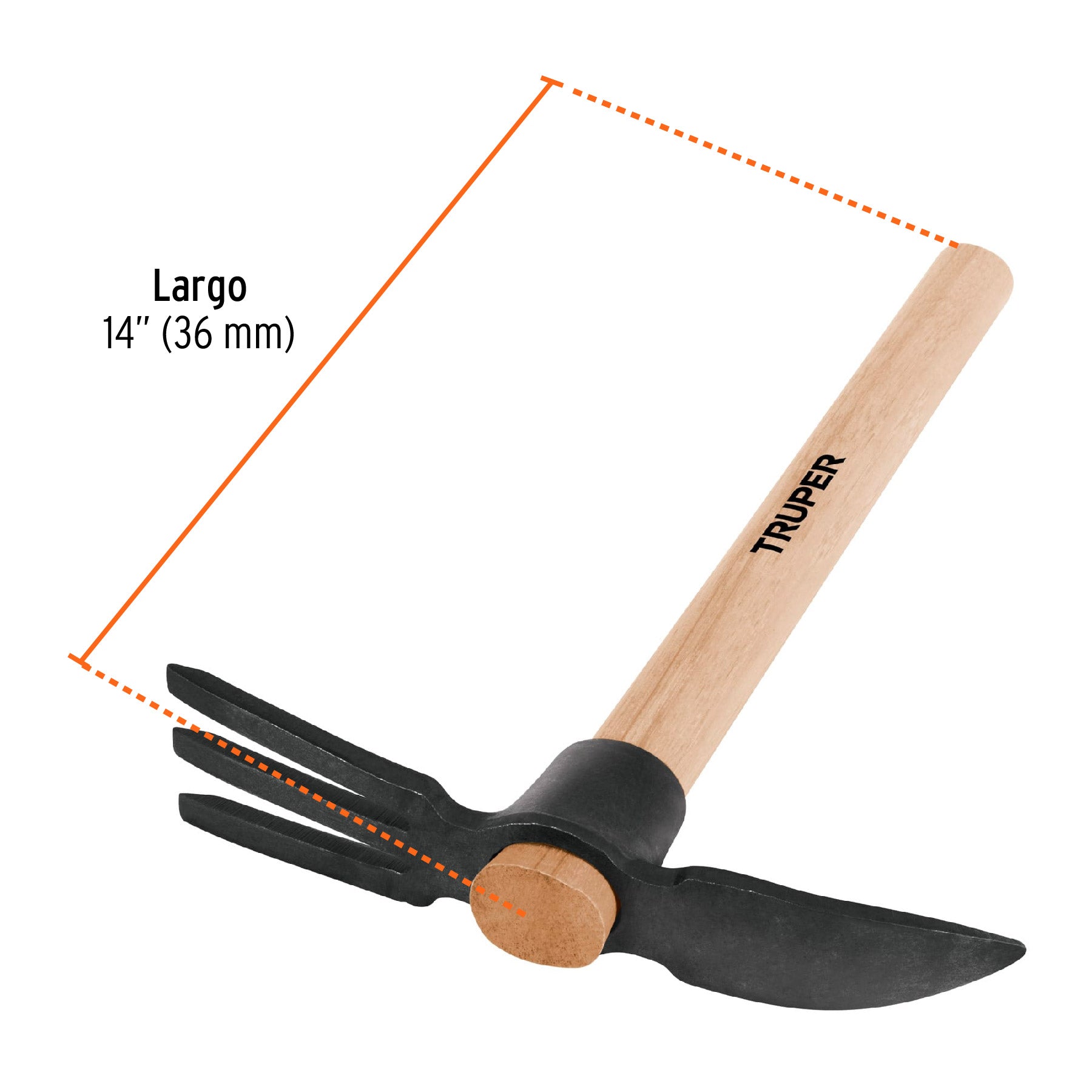 Talacho jardinero, mango de madera, 16"
