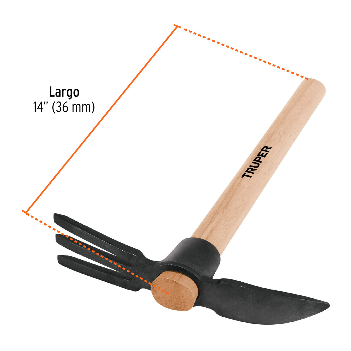 Talacho jardinero, mango de madera, 16"