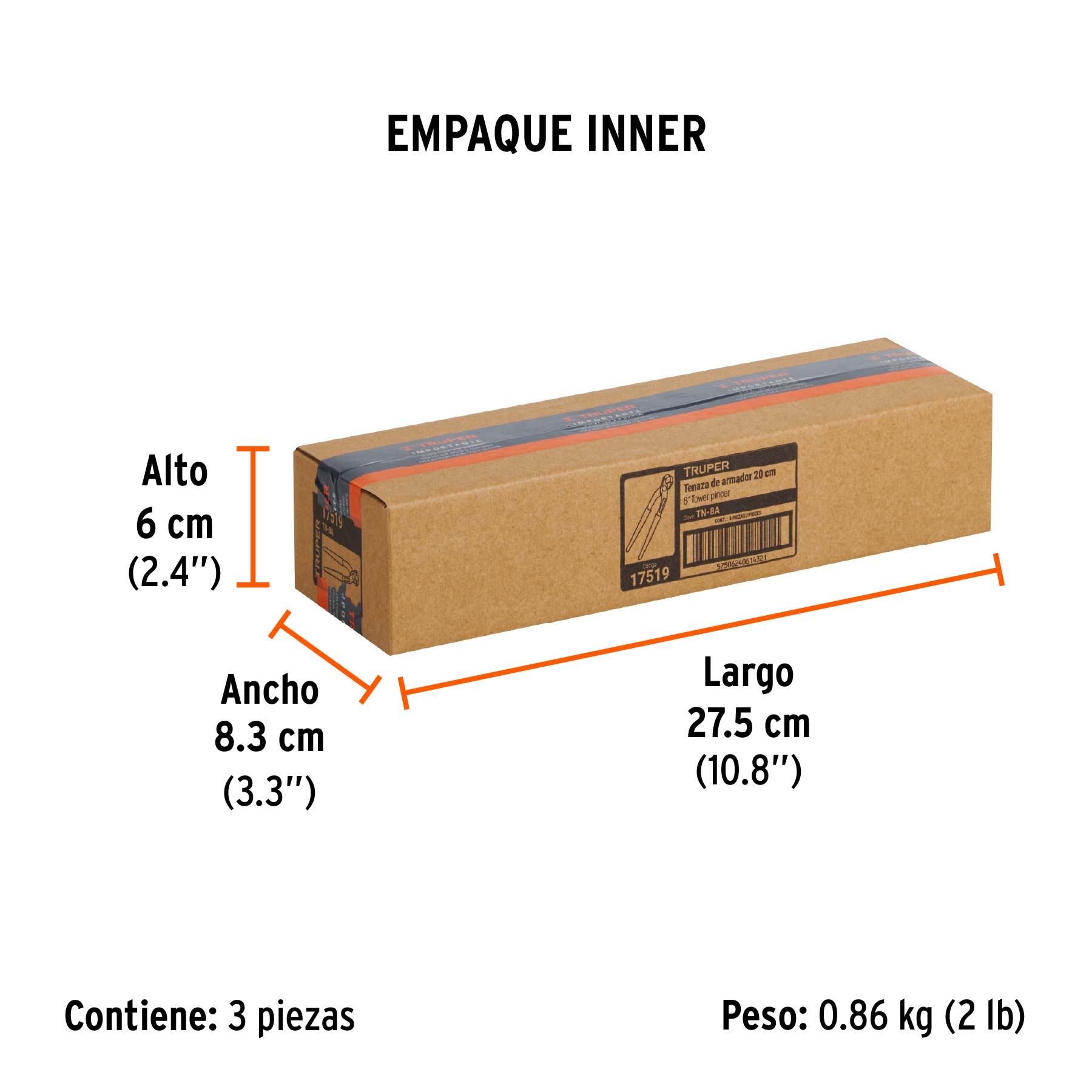 Tenaza de armador 8"