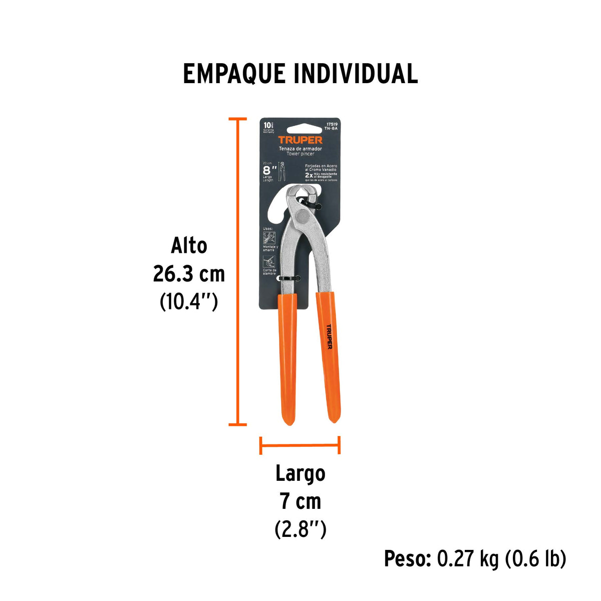 Tenaza de armador 8"