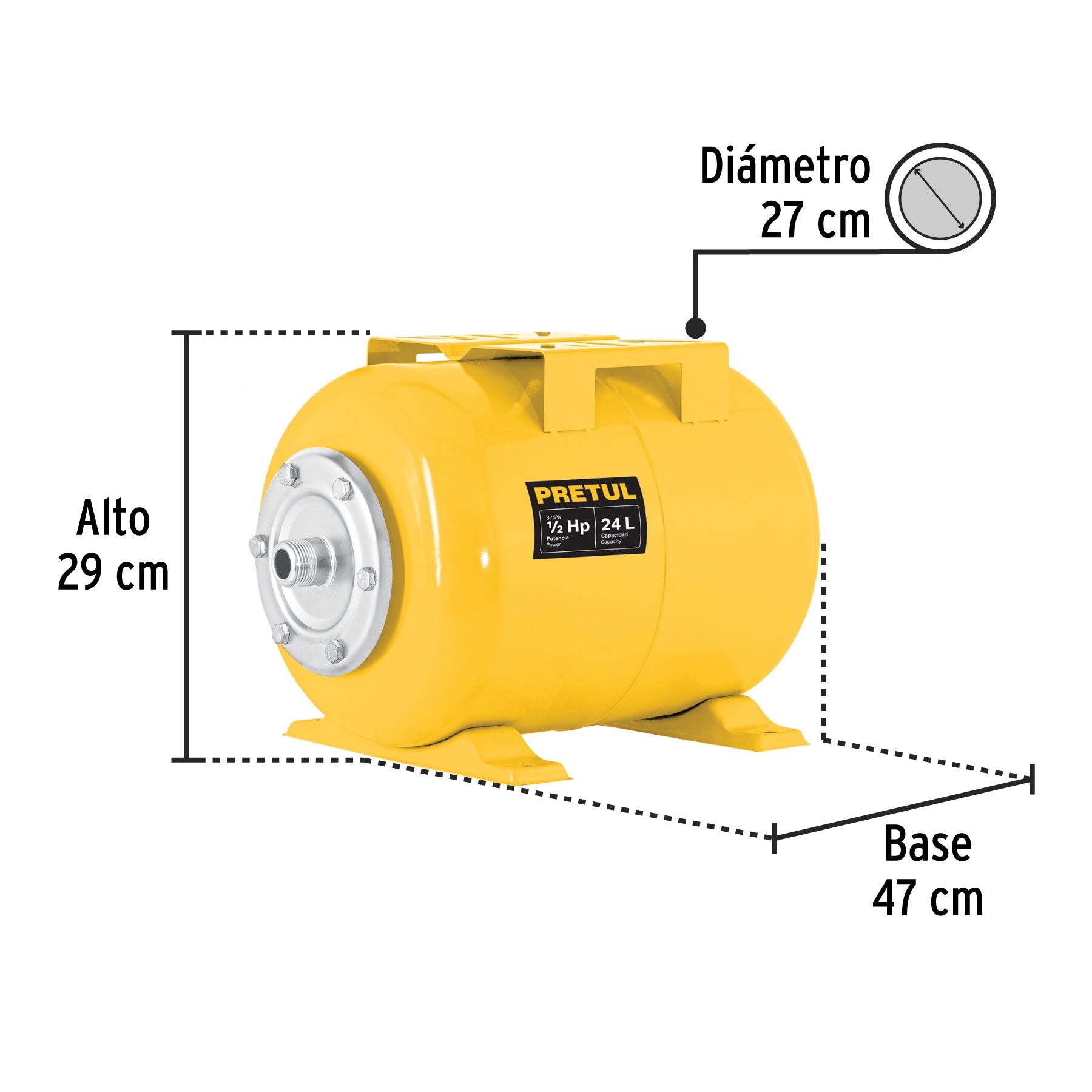 Tanque para bomba hidroneumática HIDR-1/2X24, Pretul
