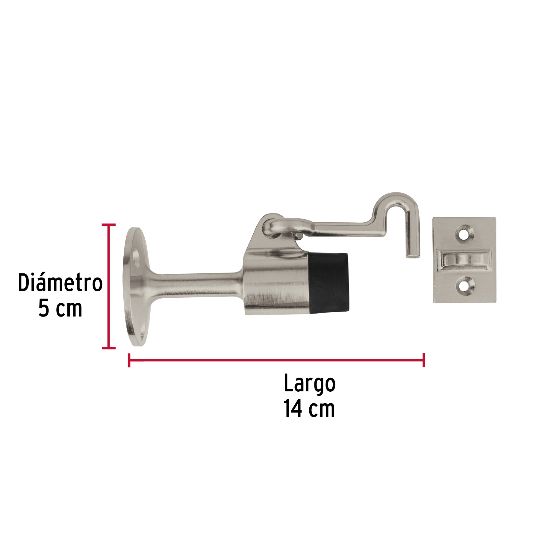 Tope de puerta con gancho, cromo