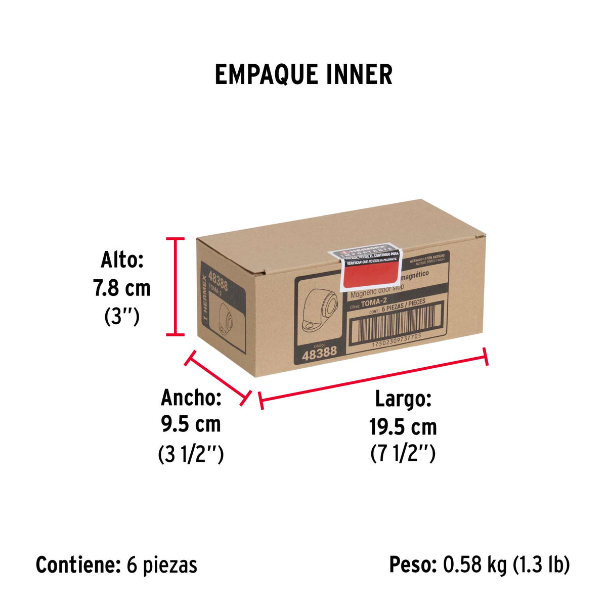 Tope magnético, latón antiguo, Hermex