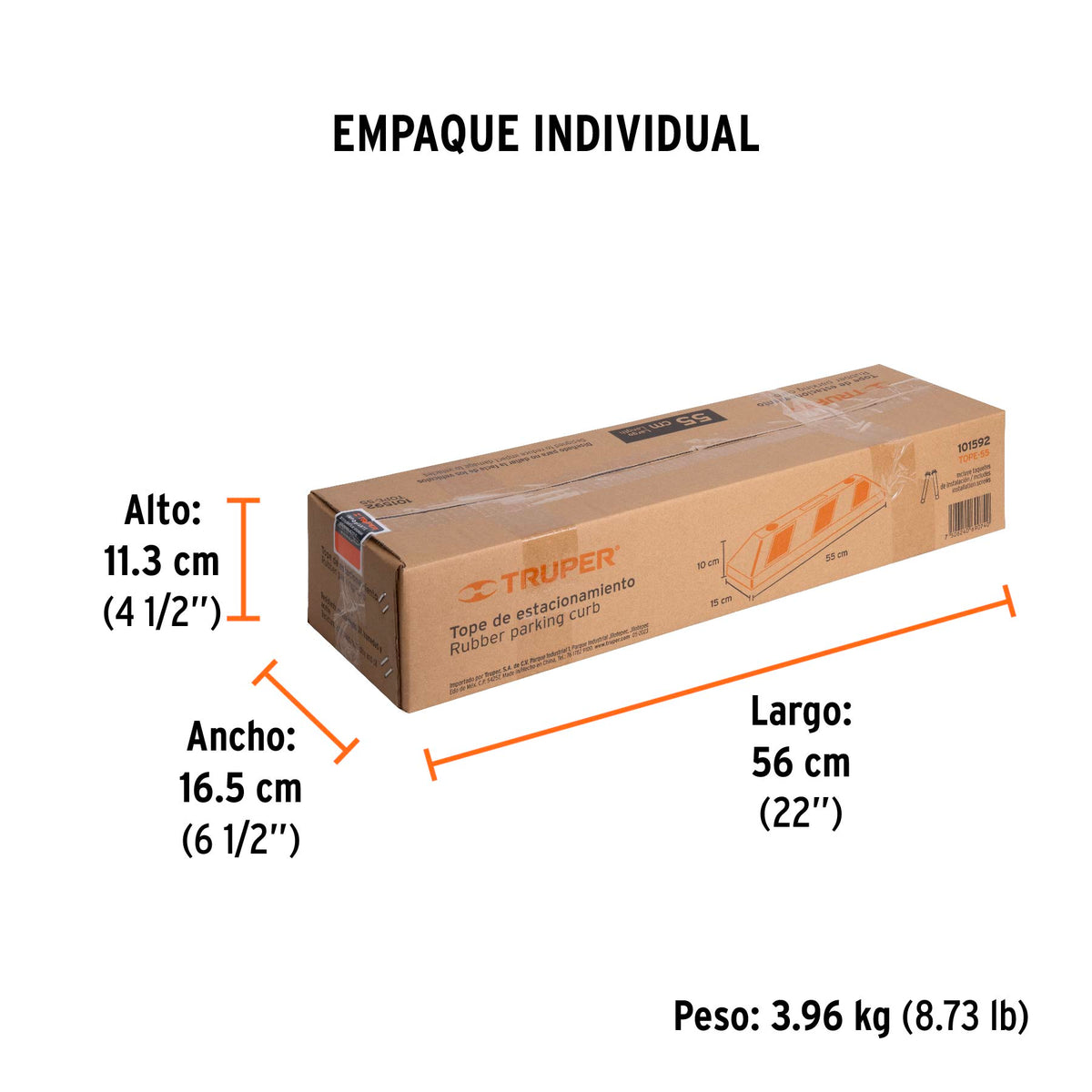 Tope de 55 cm para estacionamiento, TRUPER