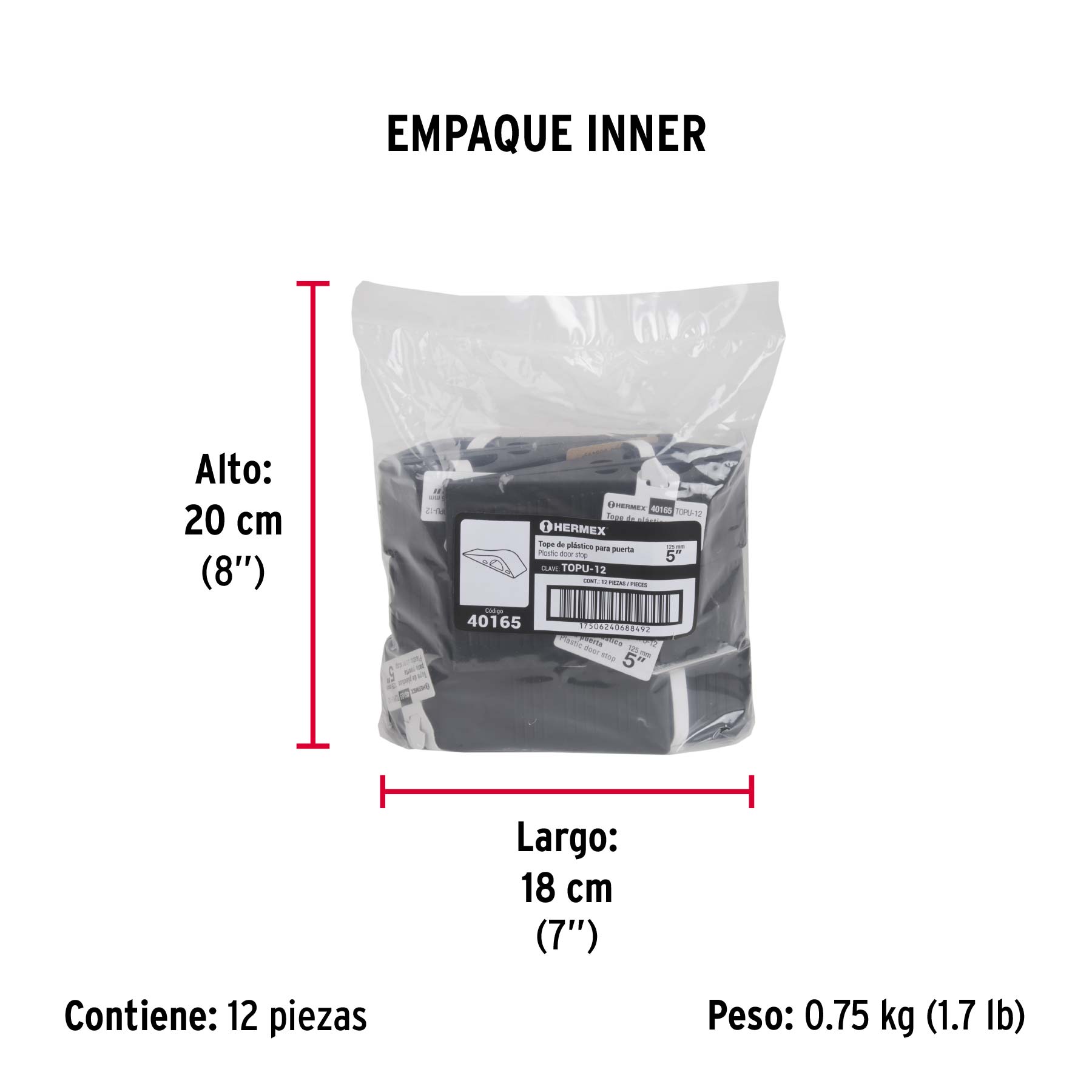 Tope de hule para puerta de 12 cm
