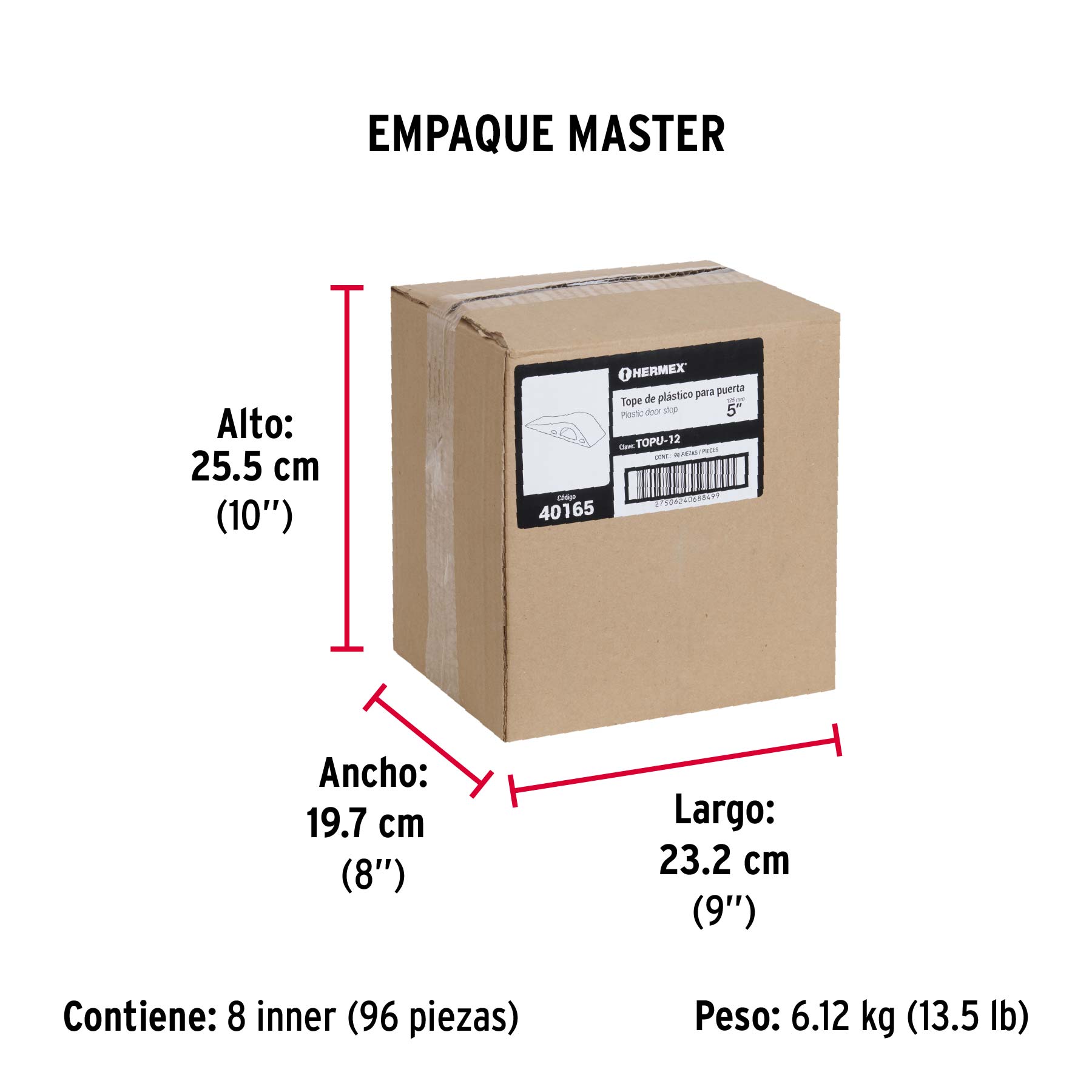 Tope de hule para puerta de 12 cm