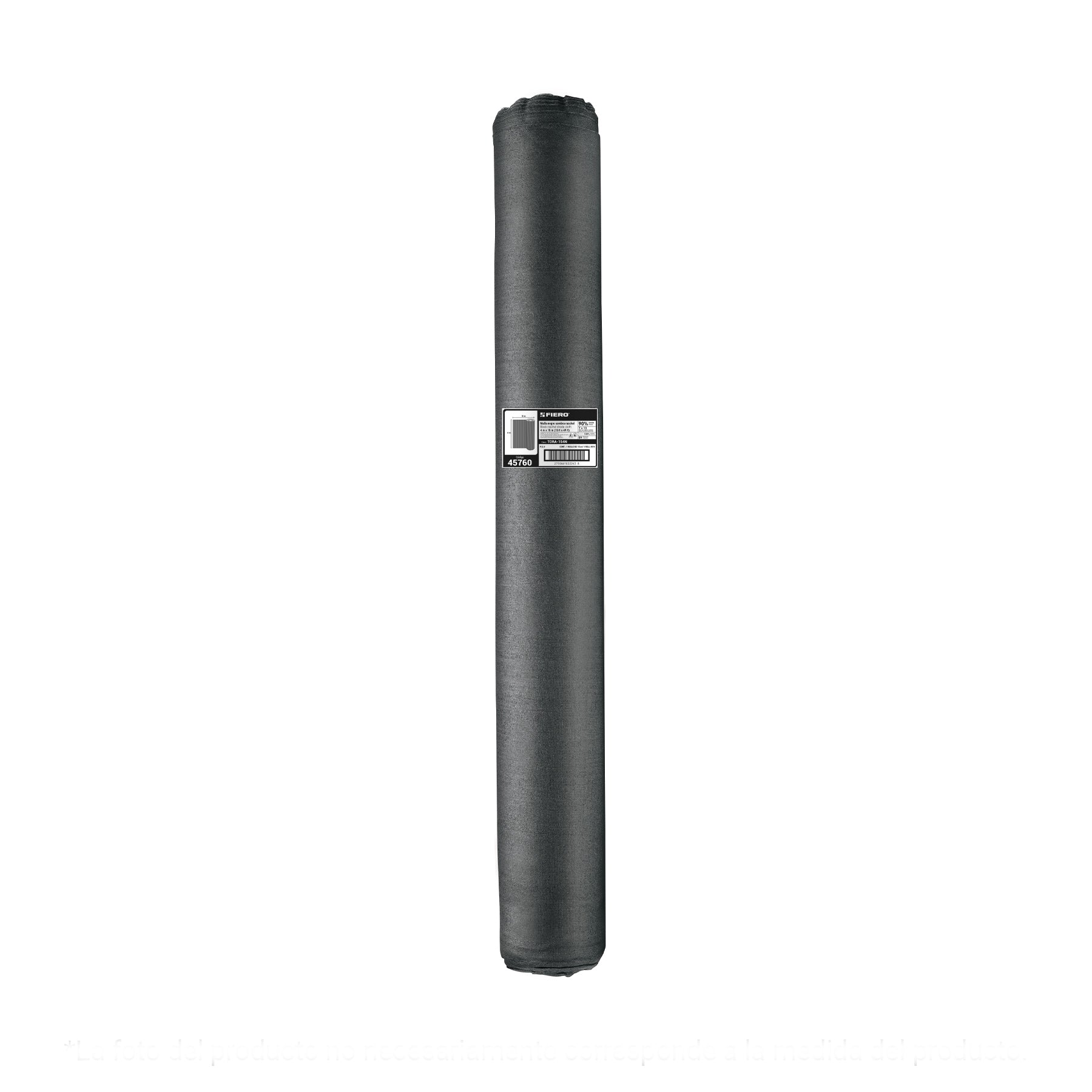 Rollo de malla sombra raschel 90% de 15m x 4m, negro, FIERO
