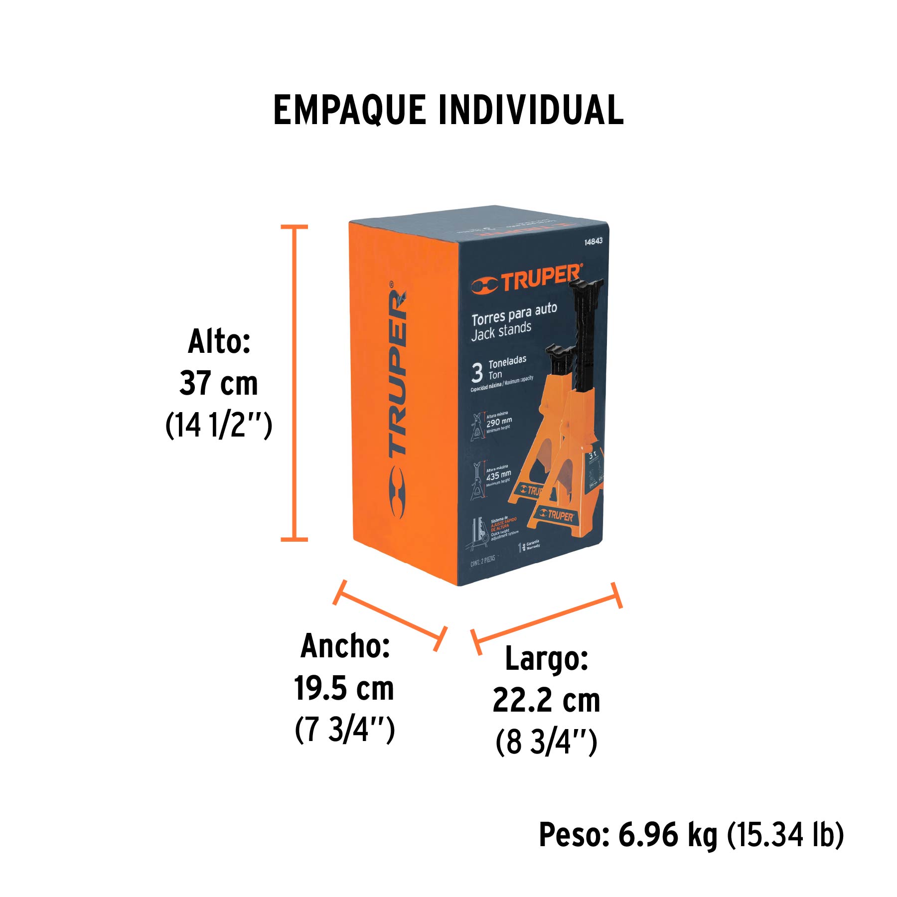 Torre para auto, 3 toneladas, 2 piezas