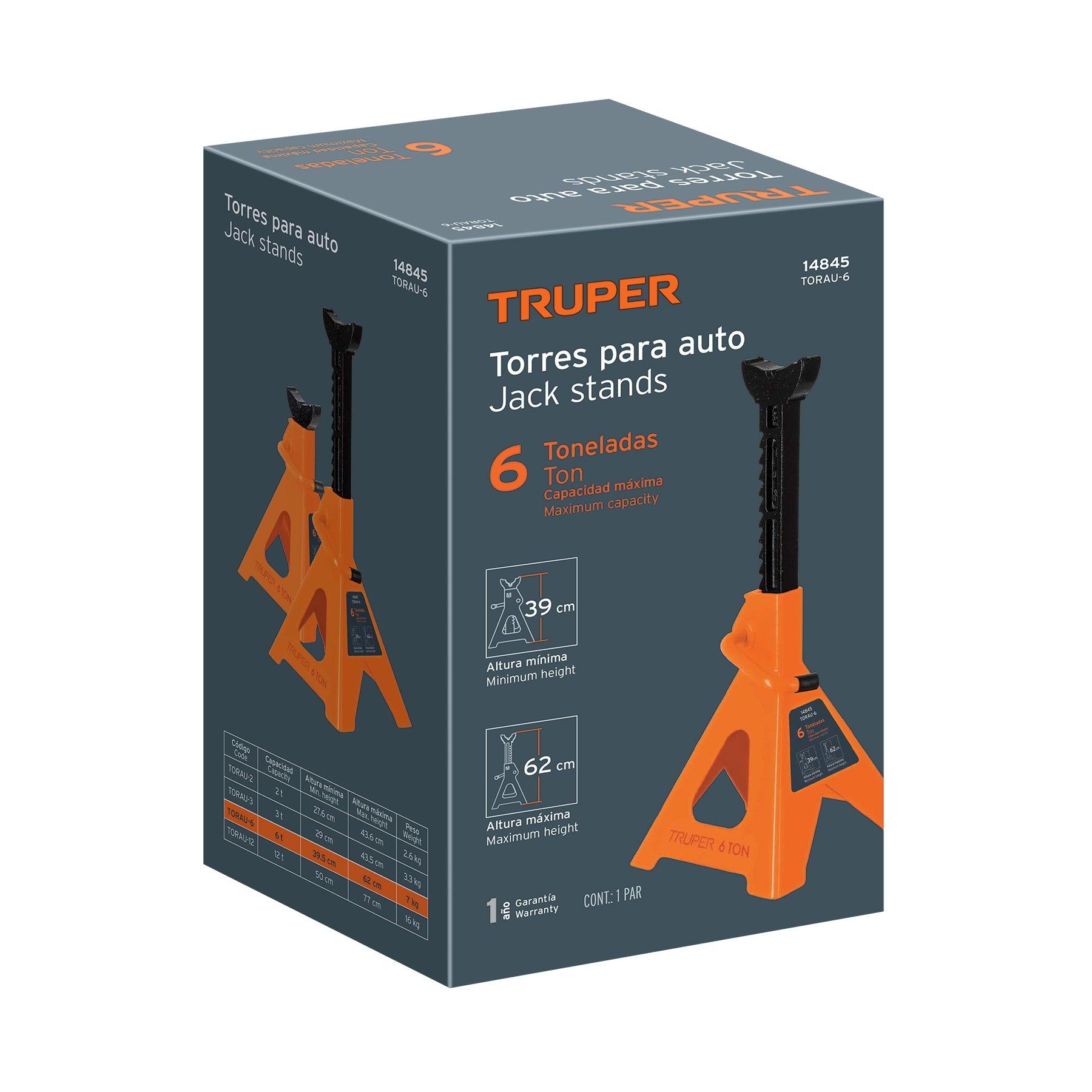 Torre para auto, 6 toneladas, 2 piezas