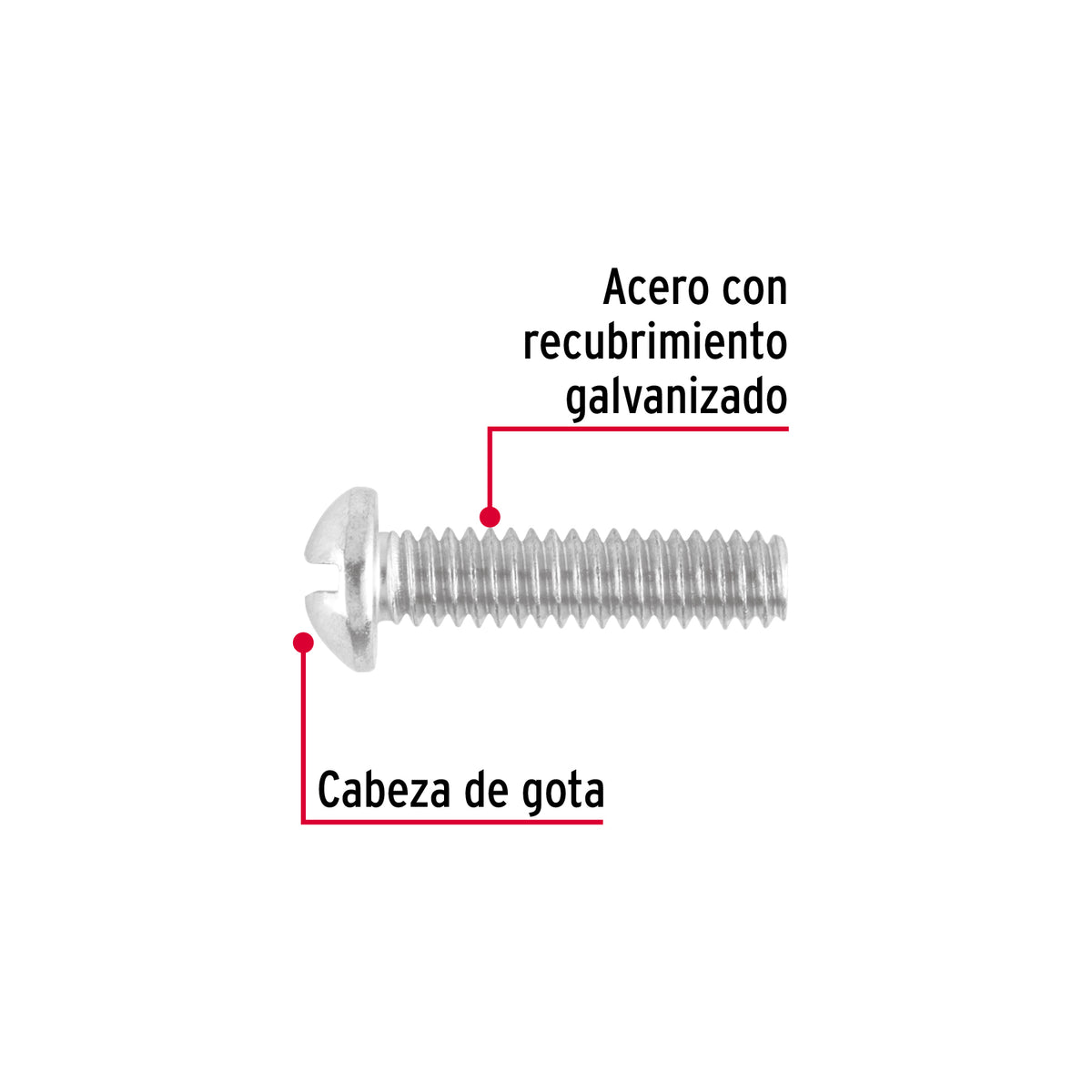Tornillo acero galvanizado tipo estufa 1/4x1", 100 pzas